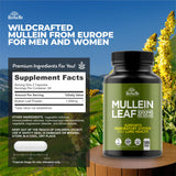 HerbaMe Mullein Leaf Powder side view with dosage information