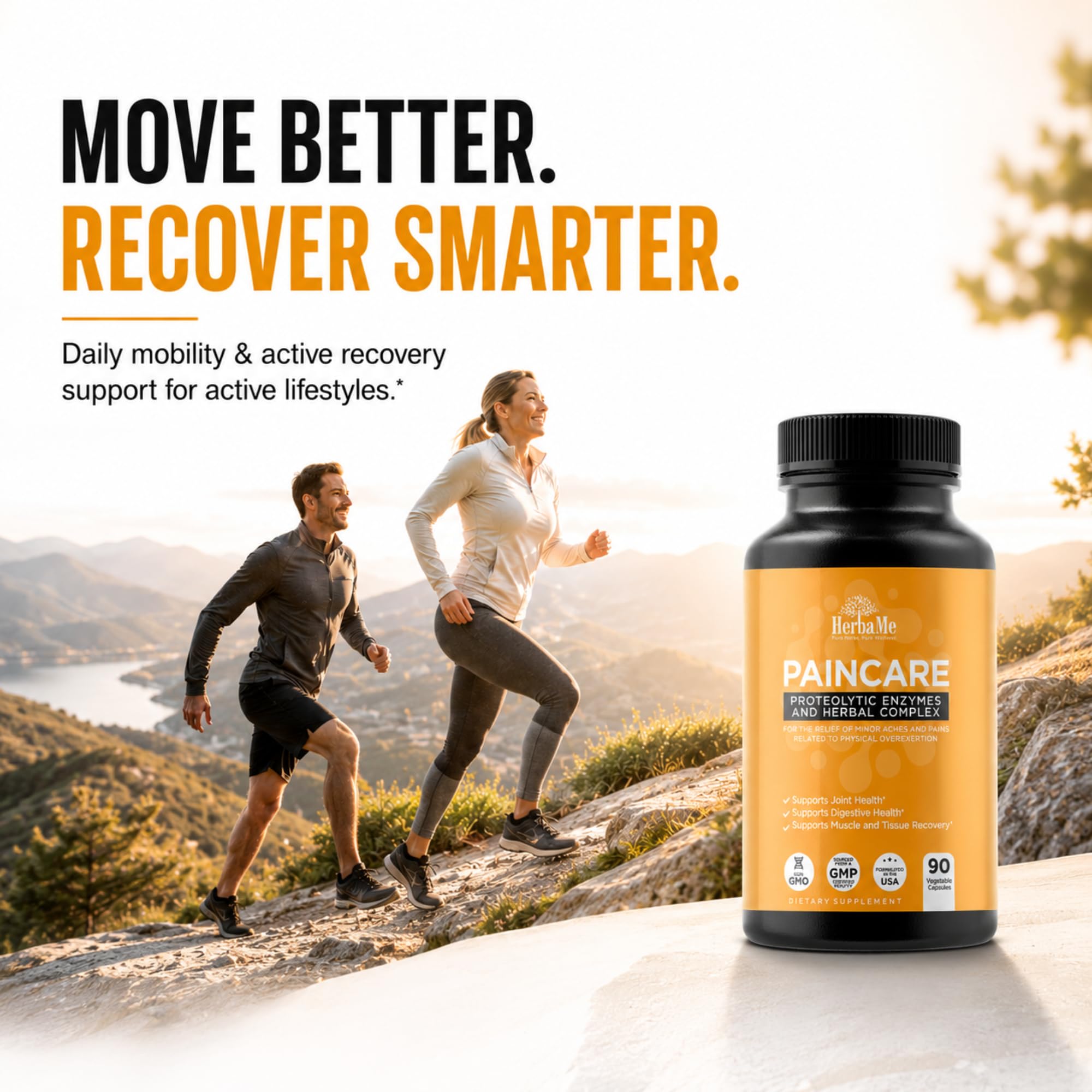 HerbaMe Multi-Enzymes Supplement side view showing capsule