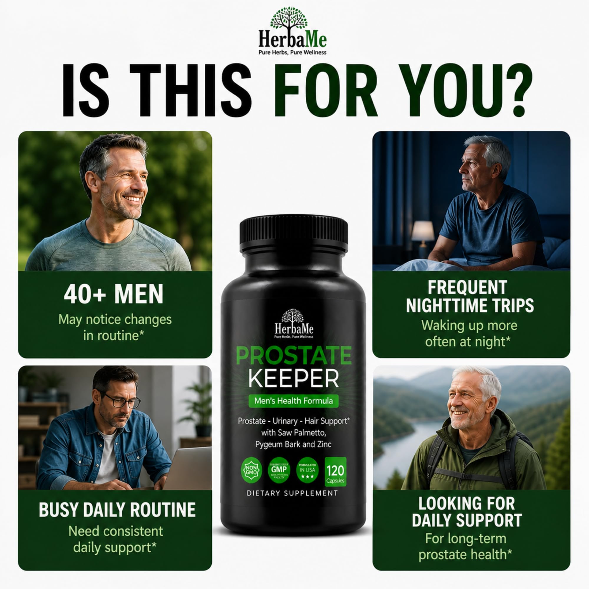 HerbaMe Saw Palmetto Supplement top view of the bottle