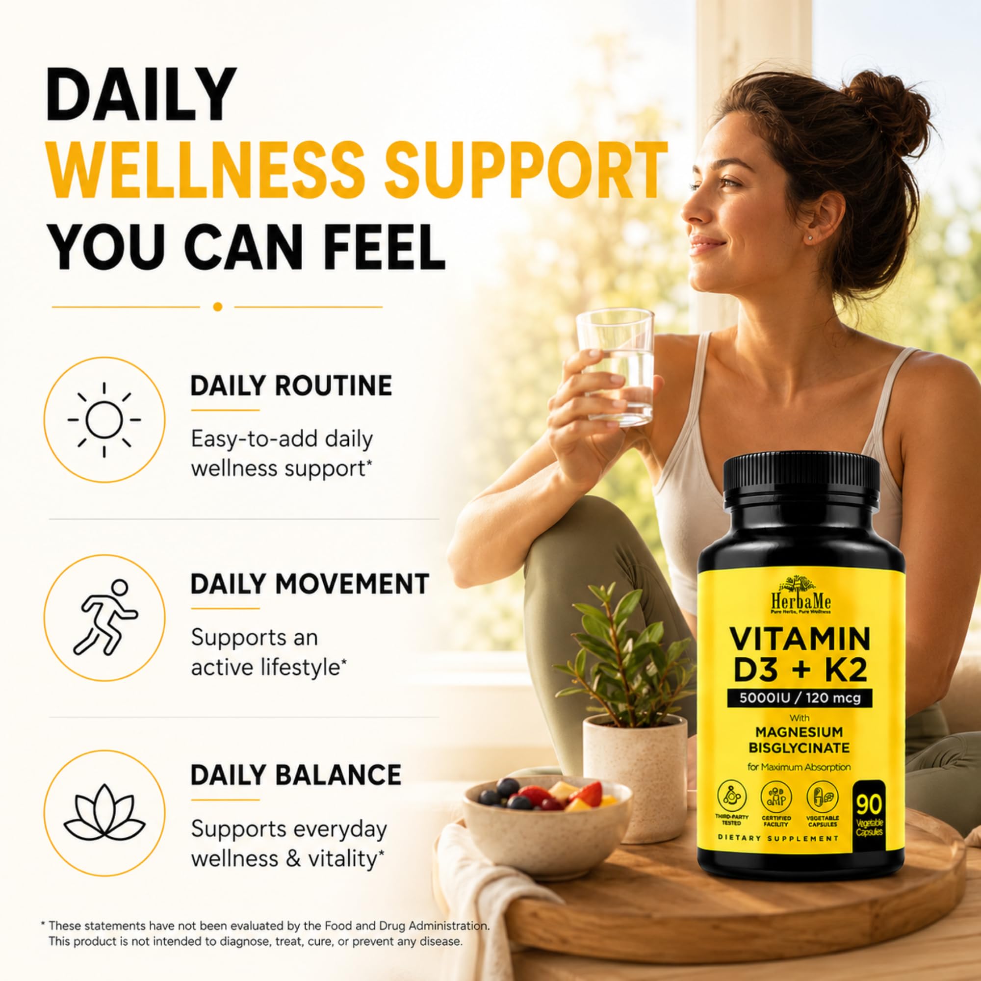 HerbaMe Vitamin D3 5000 IU capsule close-up