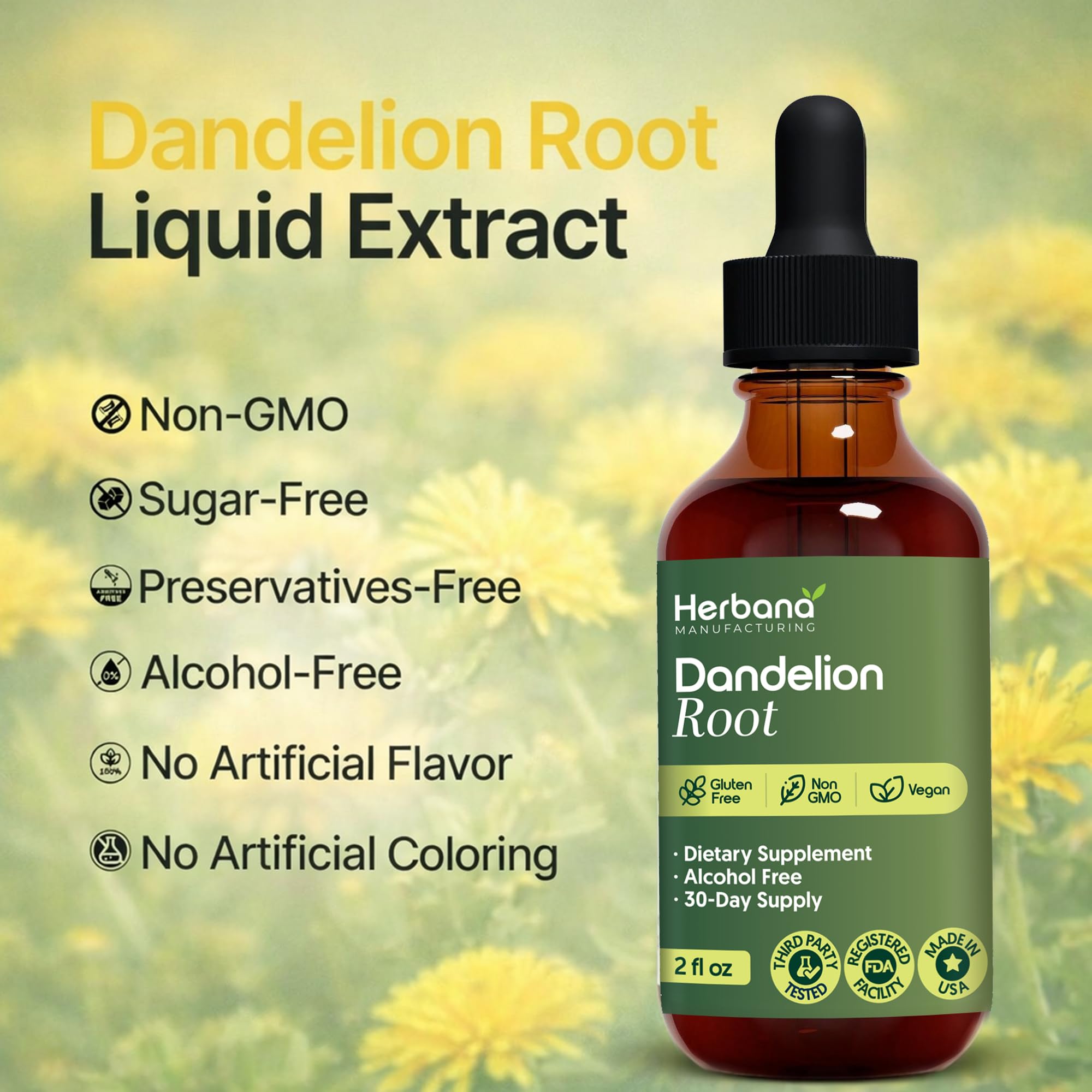 HERBANA Dandelion Root Liquid Extract ingredients list