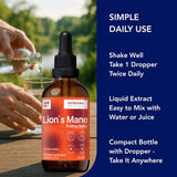 HERBANA MANUFACTURING Lion's Mane Liquid Extract label close-up