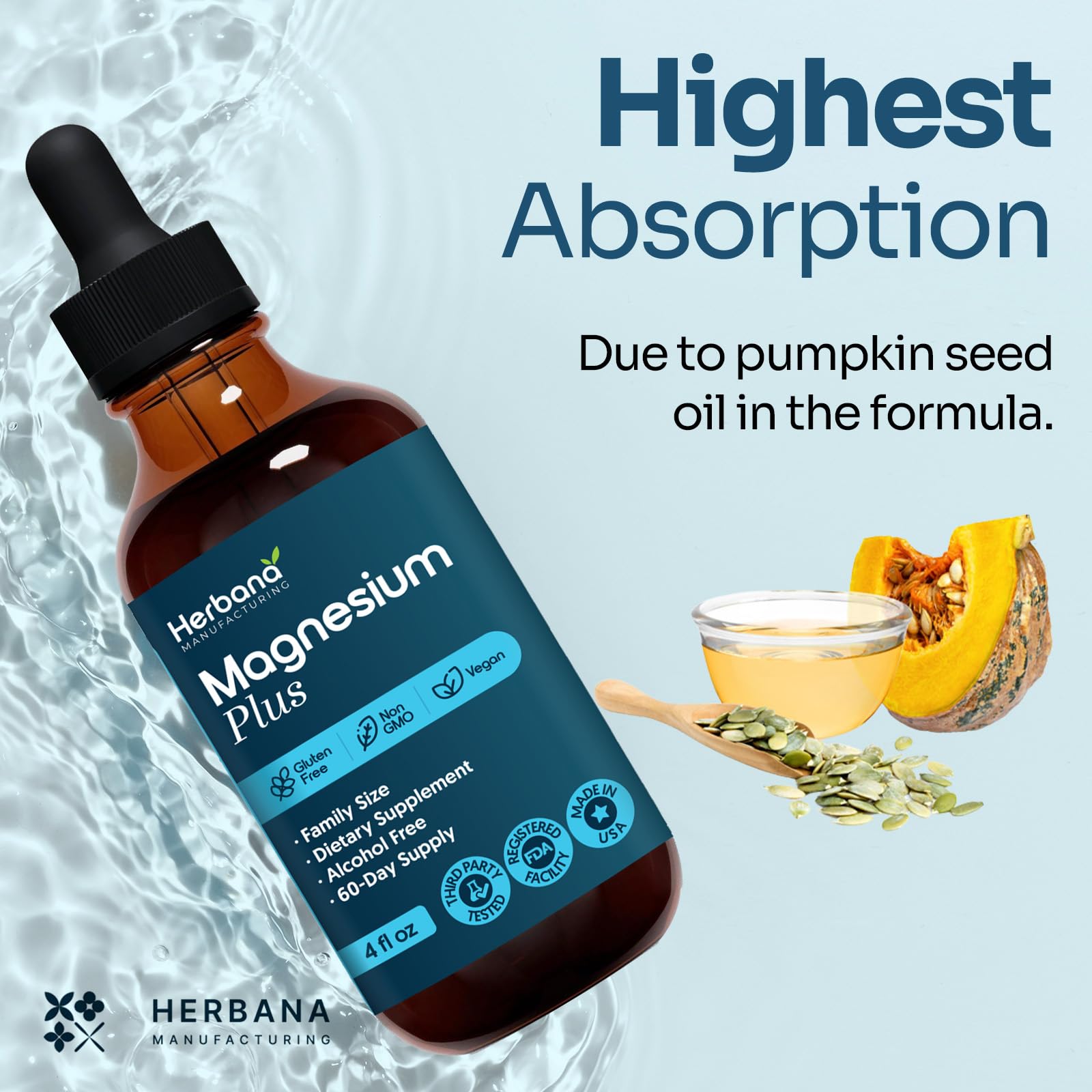 HERBANA MANUFACTURING Magnesium Liquid Drops with apple juice