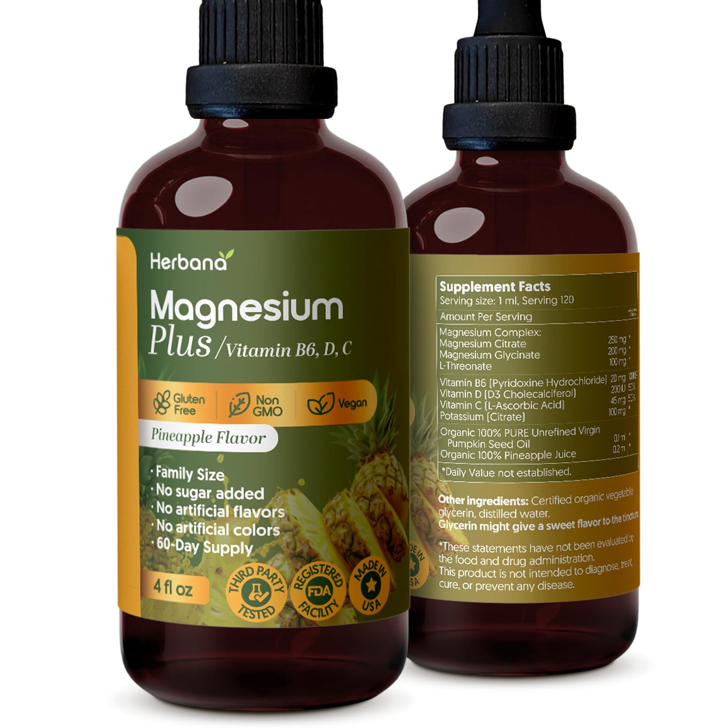 HERBANA MANUFACTURING Magnesium Plus Liquid Drops front view