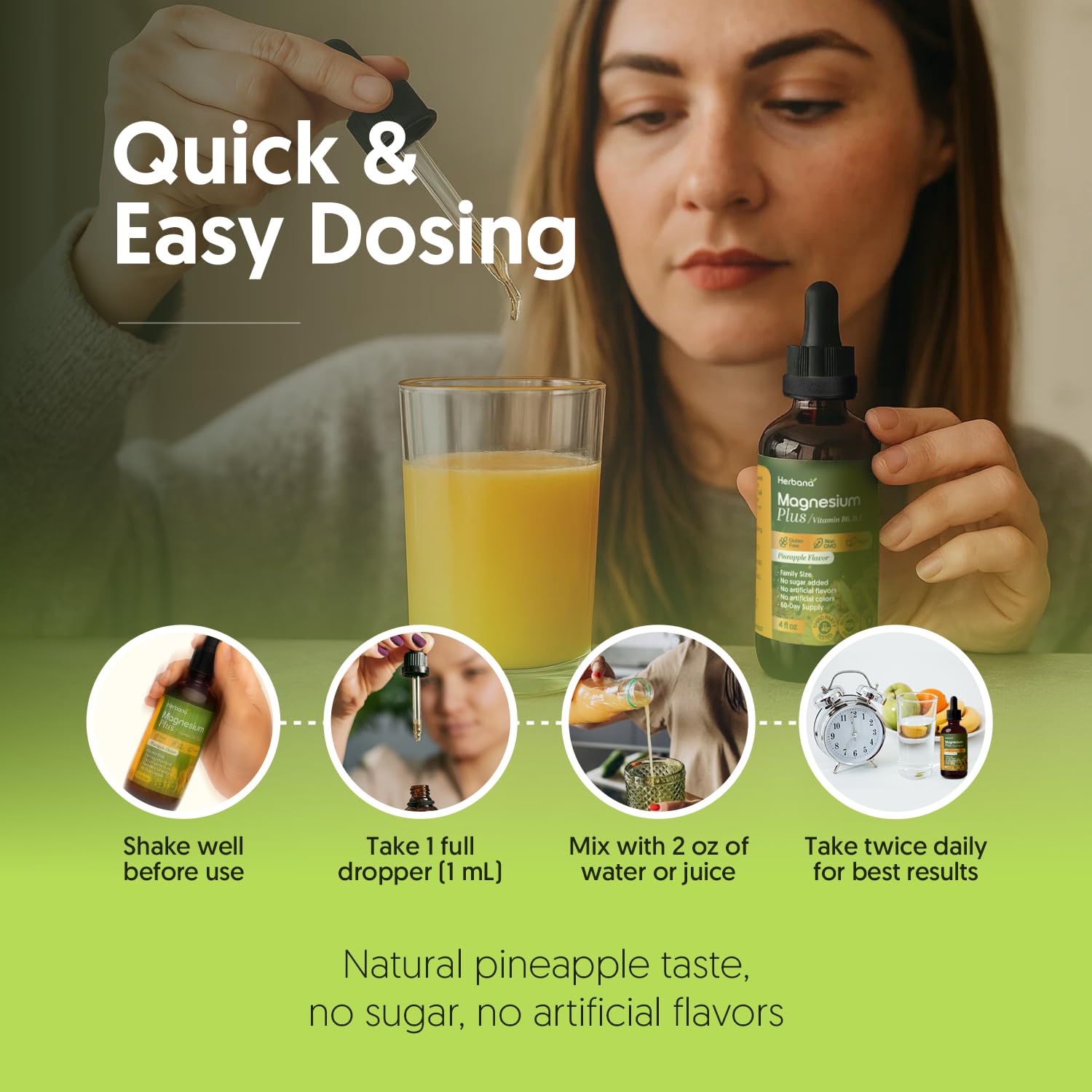HERBANA MANUFACTURING Magnesium Plus Liquid Drops in lifestyle setting