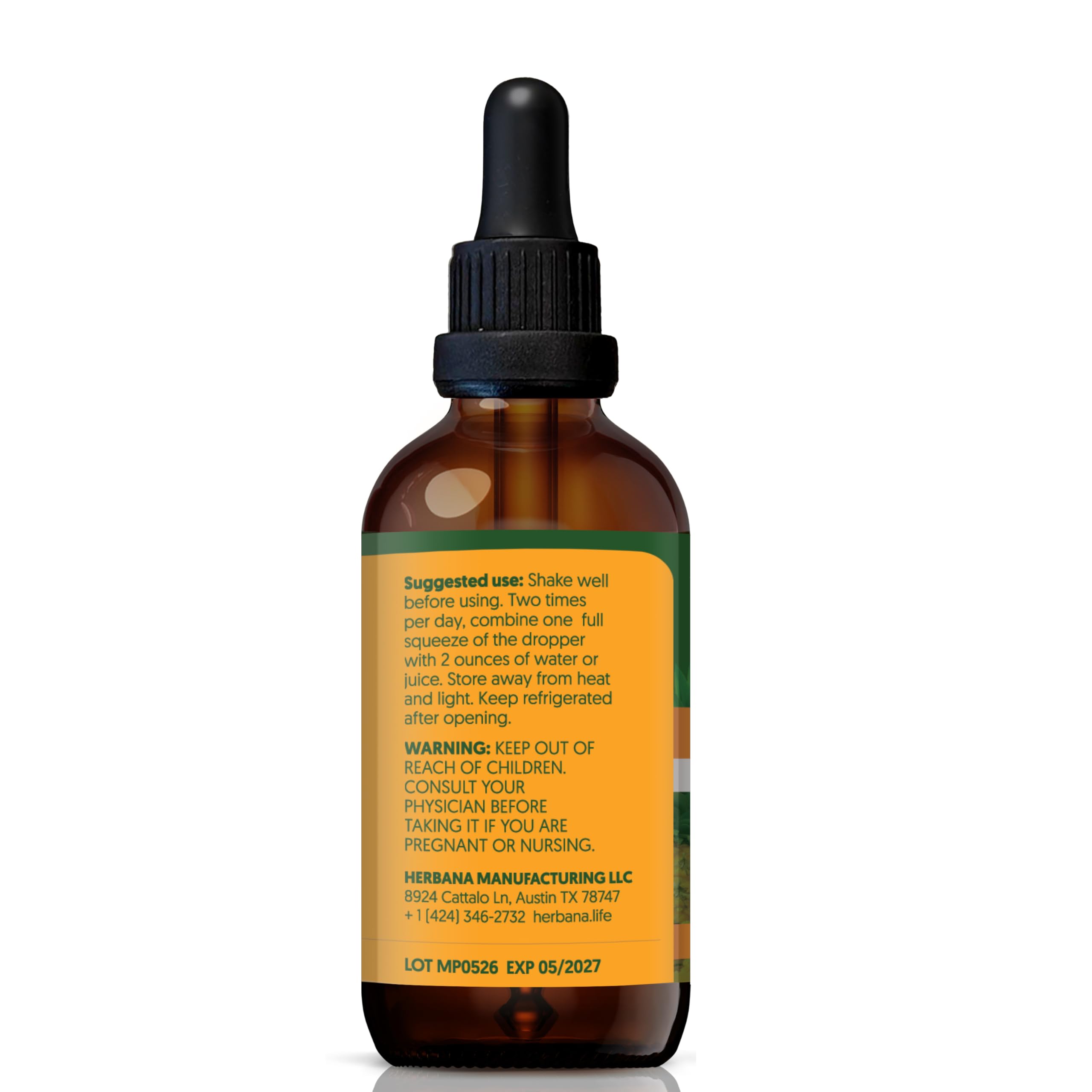 HERBANA MANUFACTURING Magnesium Plus Liquid Drops on a kitchen counter