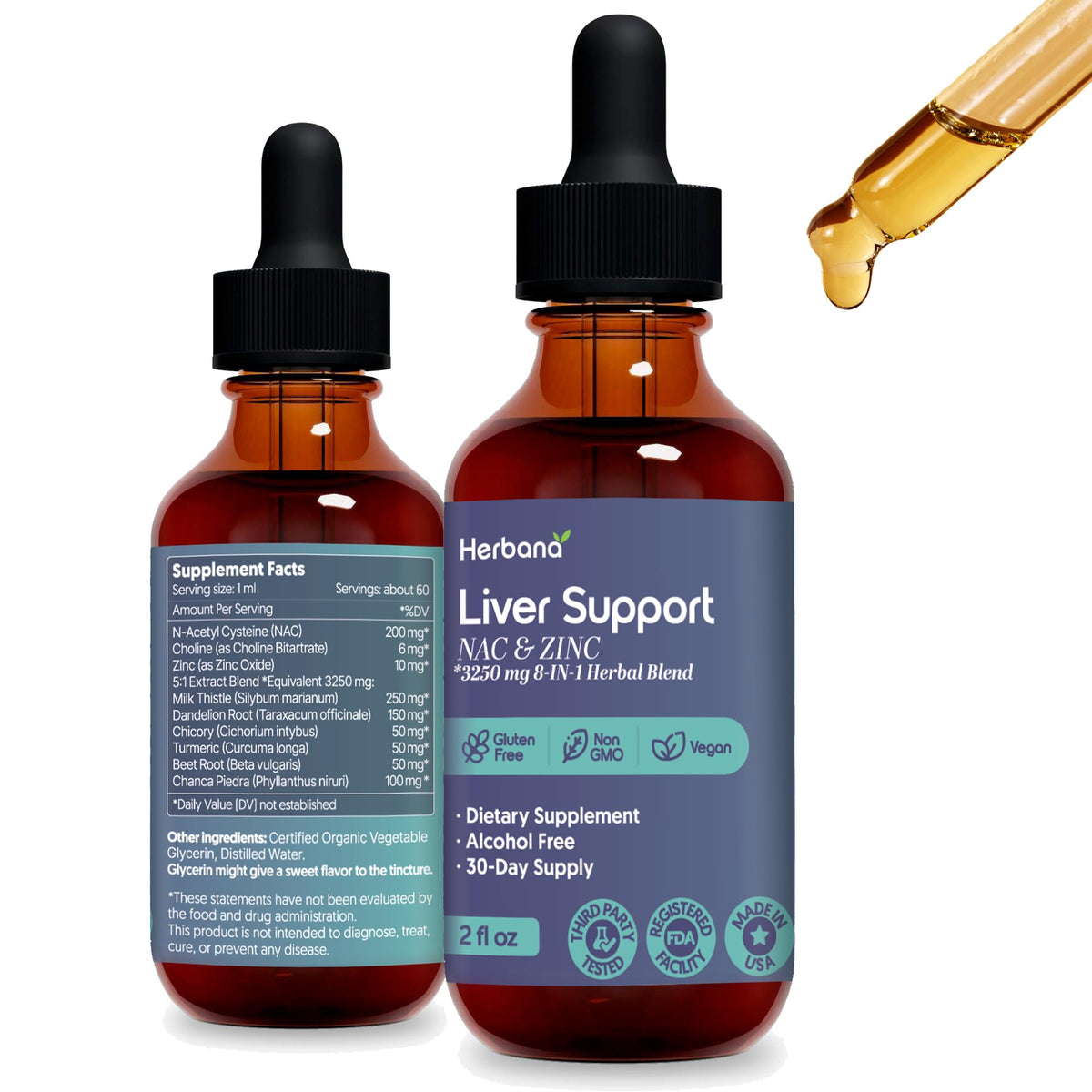 HERBANA MANUFACTURING Milk Thistle Liver Support Liquid Supplement front view