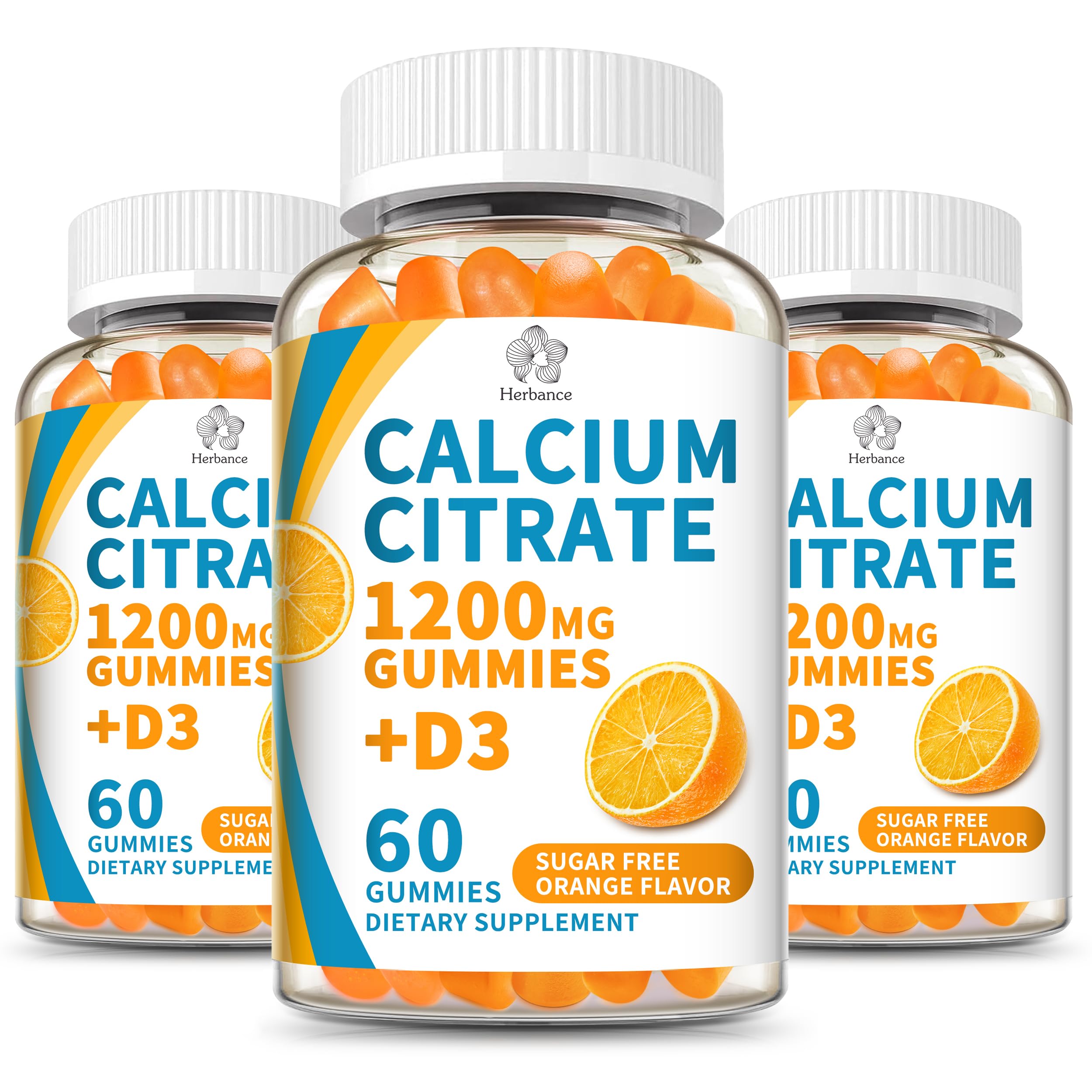 Herbance Calcium Citrate Gummies 1200mg orange flavour front view