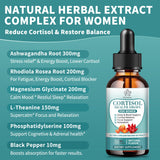Herbance Cortisol Liquid Drops back view with ingredients