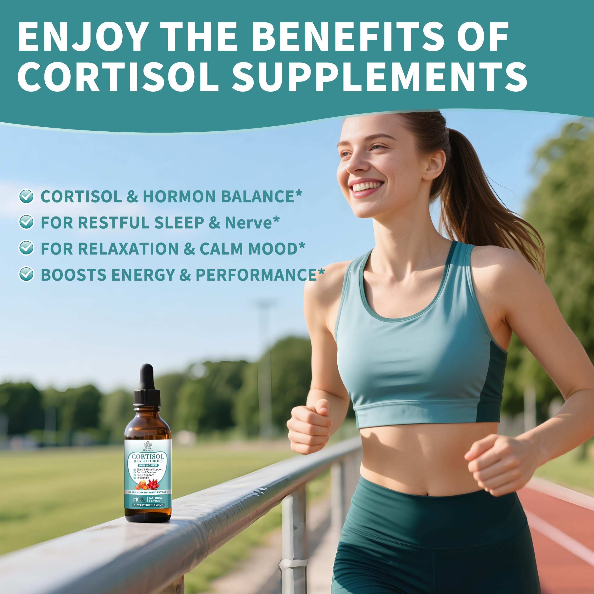 Herbance Cortisol Liquid Drops packaging with dosage instructions
