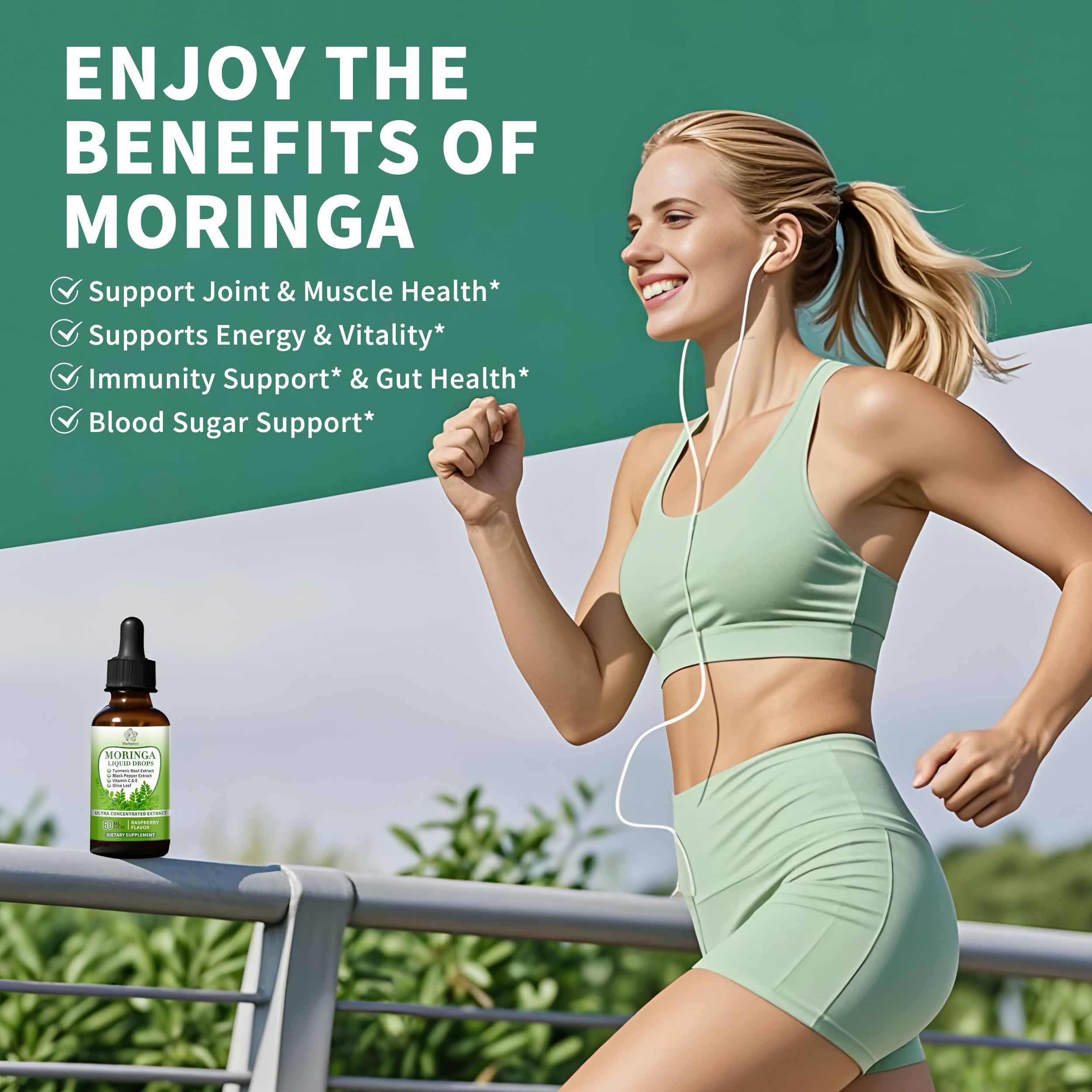 Herbance Moringa Liquid Drops 99g close-up of dropper