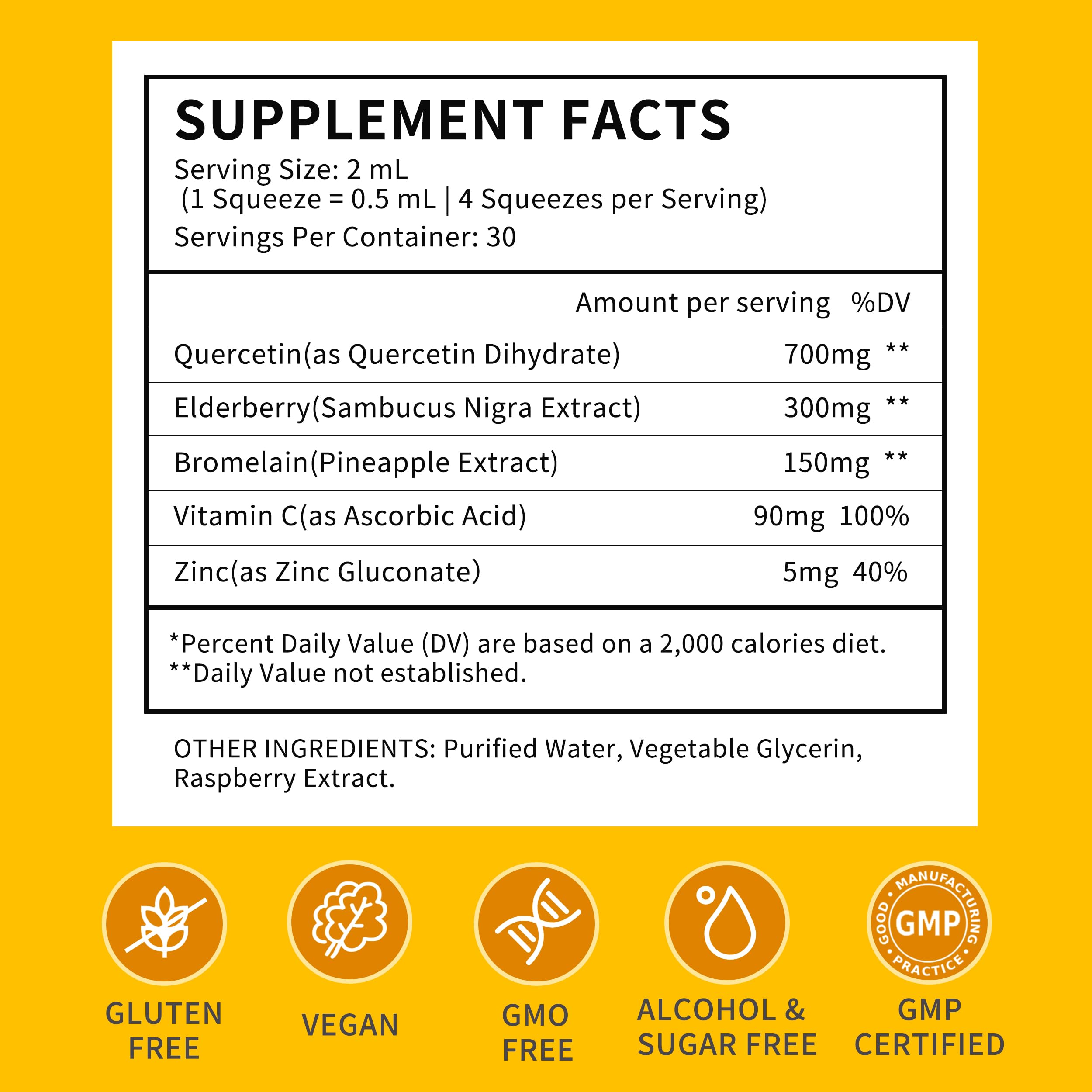 Herbance Quercetin Liquid Drops bottle side view