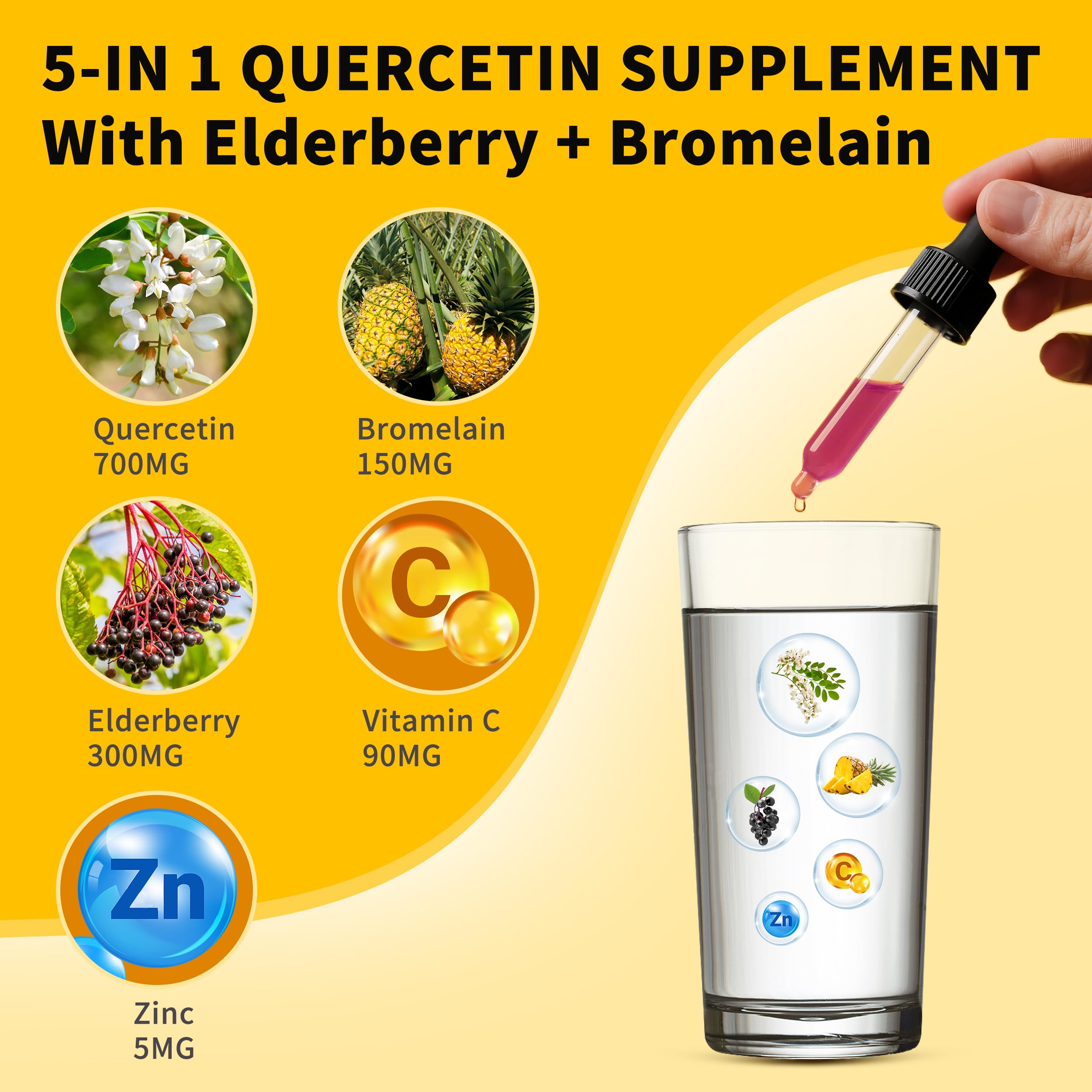 Herbance Quercetin Liquid Drops ingredients list on packaging