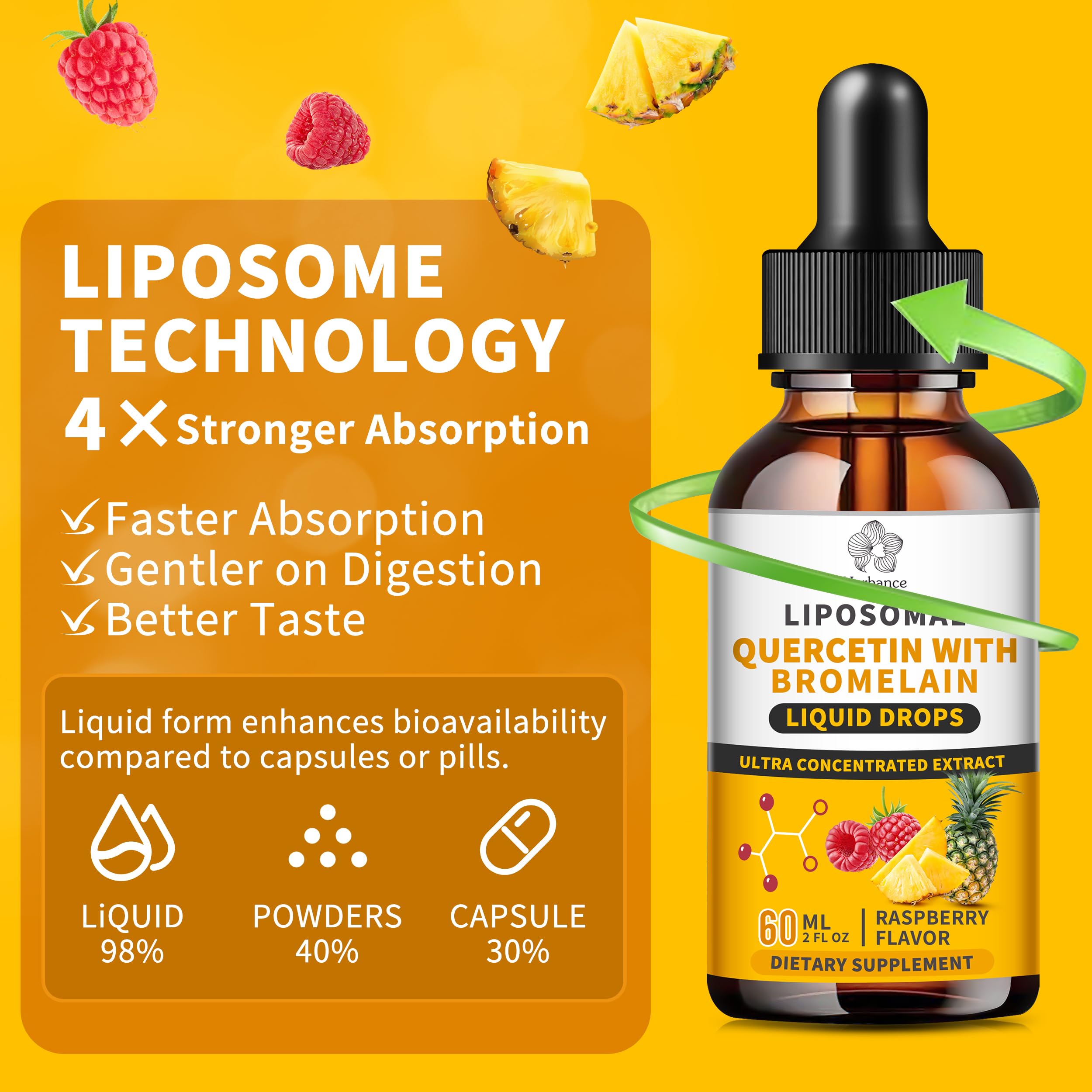 Herbance Quercetin Liquid Drops liquid dropper close-up