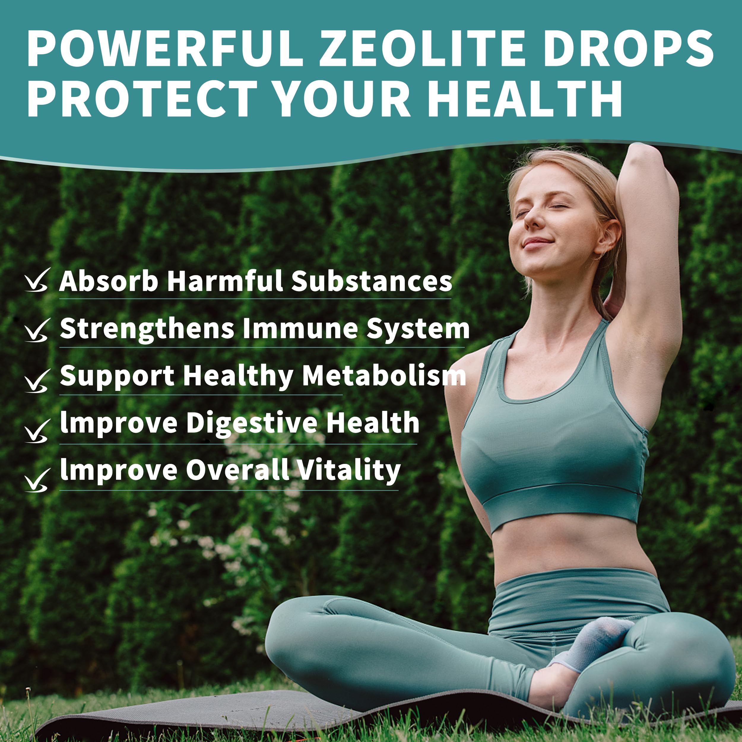Herbance Zeolite Drops showing dosage dropper and liquid