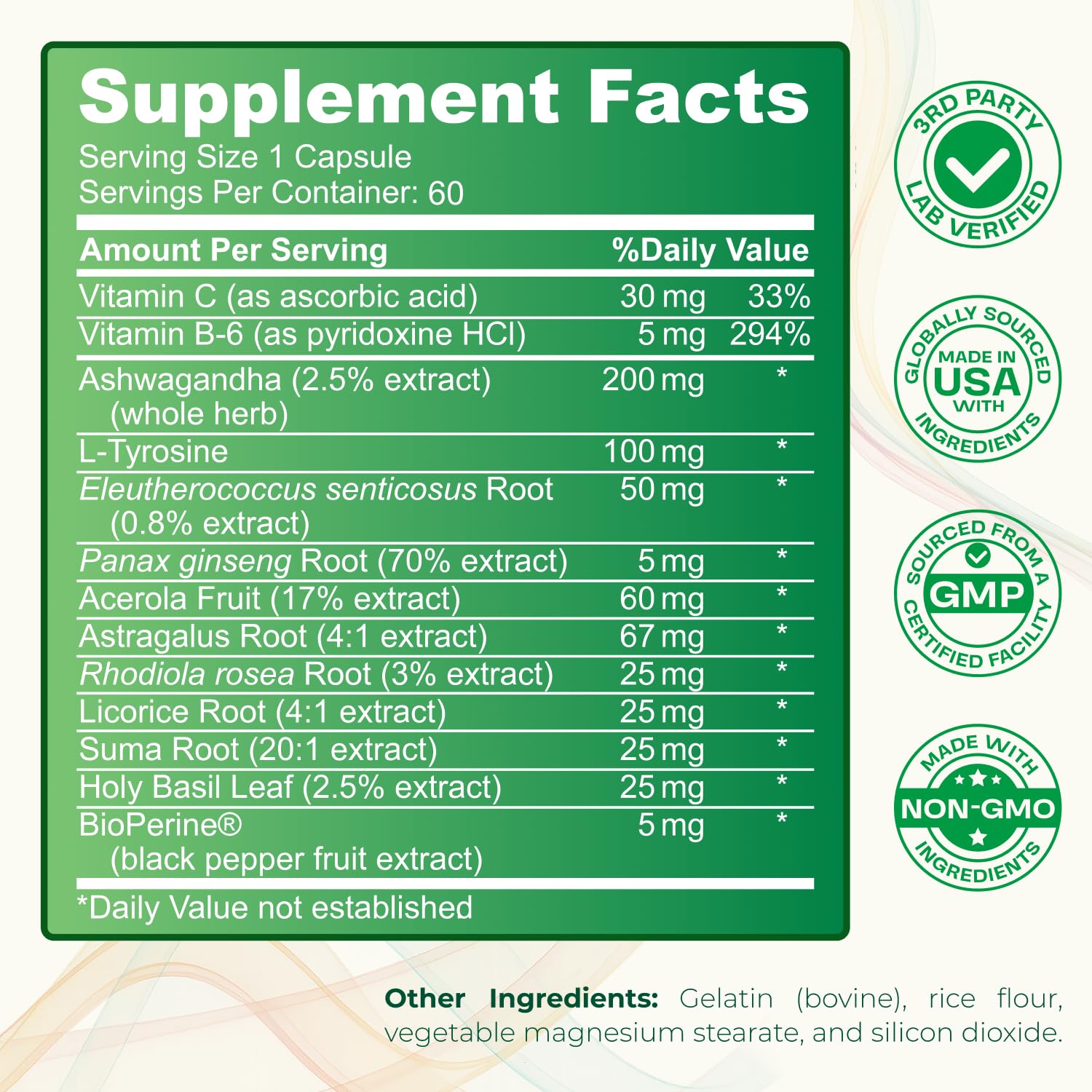 HerbaQuest Cortisol Manager for Women 68g with a glass of water