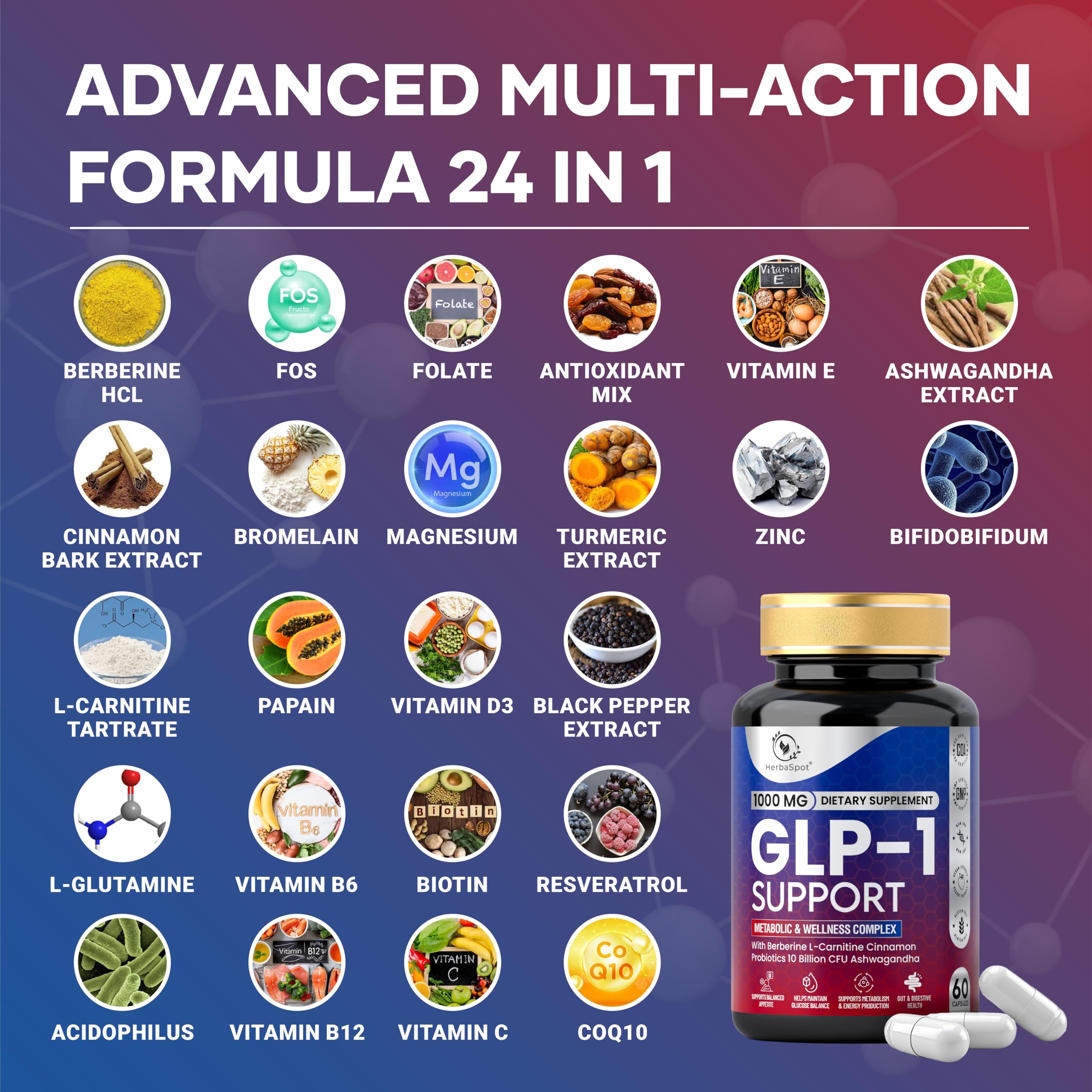 HerbaSpot GLP-1 Supplement 24-in-1 packaging