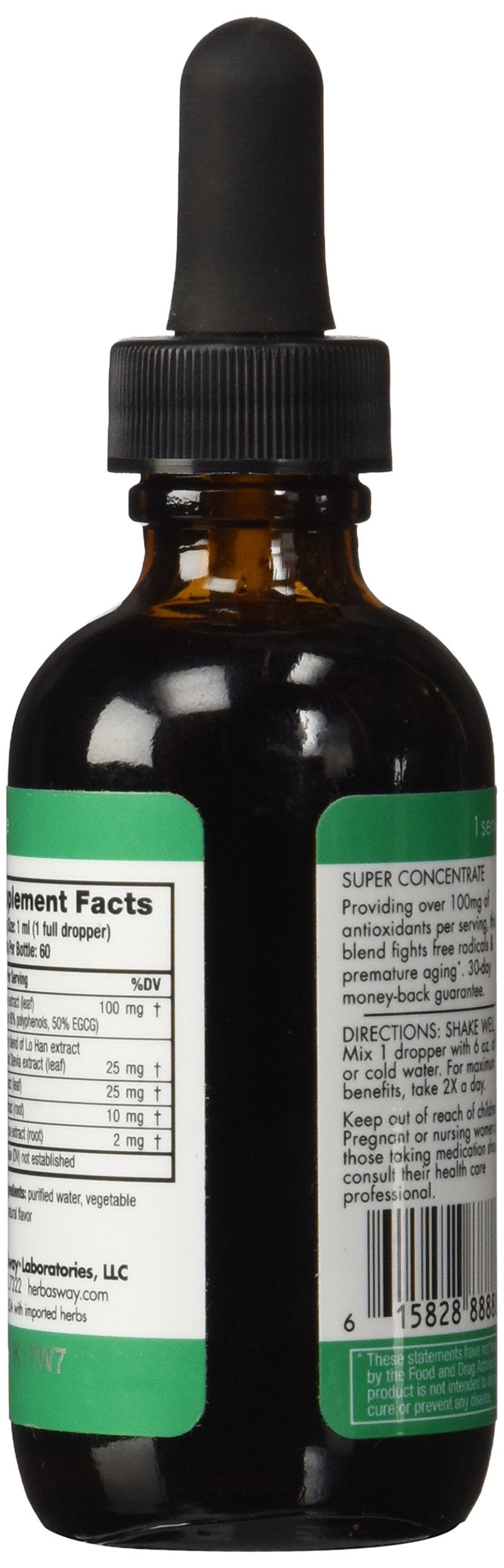 Herbasway Original HerbaGreen Tea Concentrate with a glass of mixed tea
