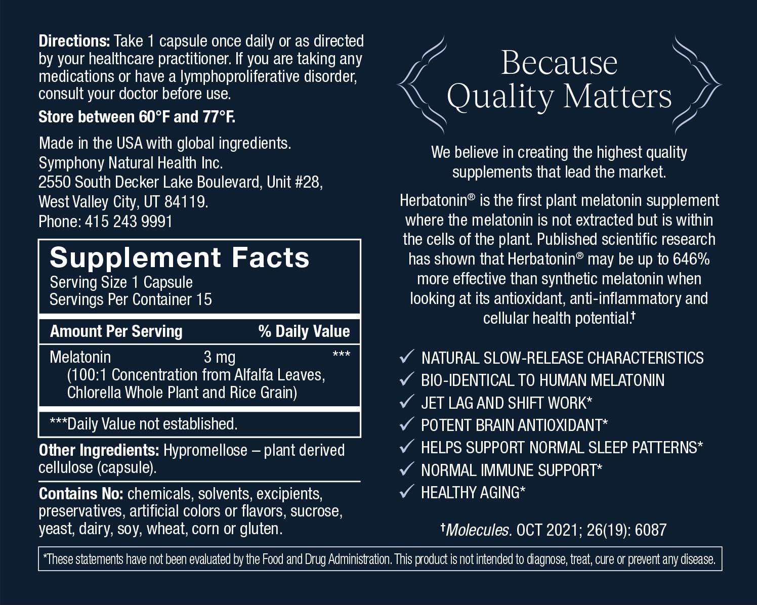 Herbatonin Plant-Based Melatonin Supplement packaging