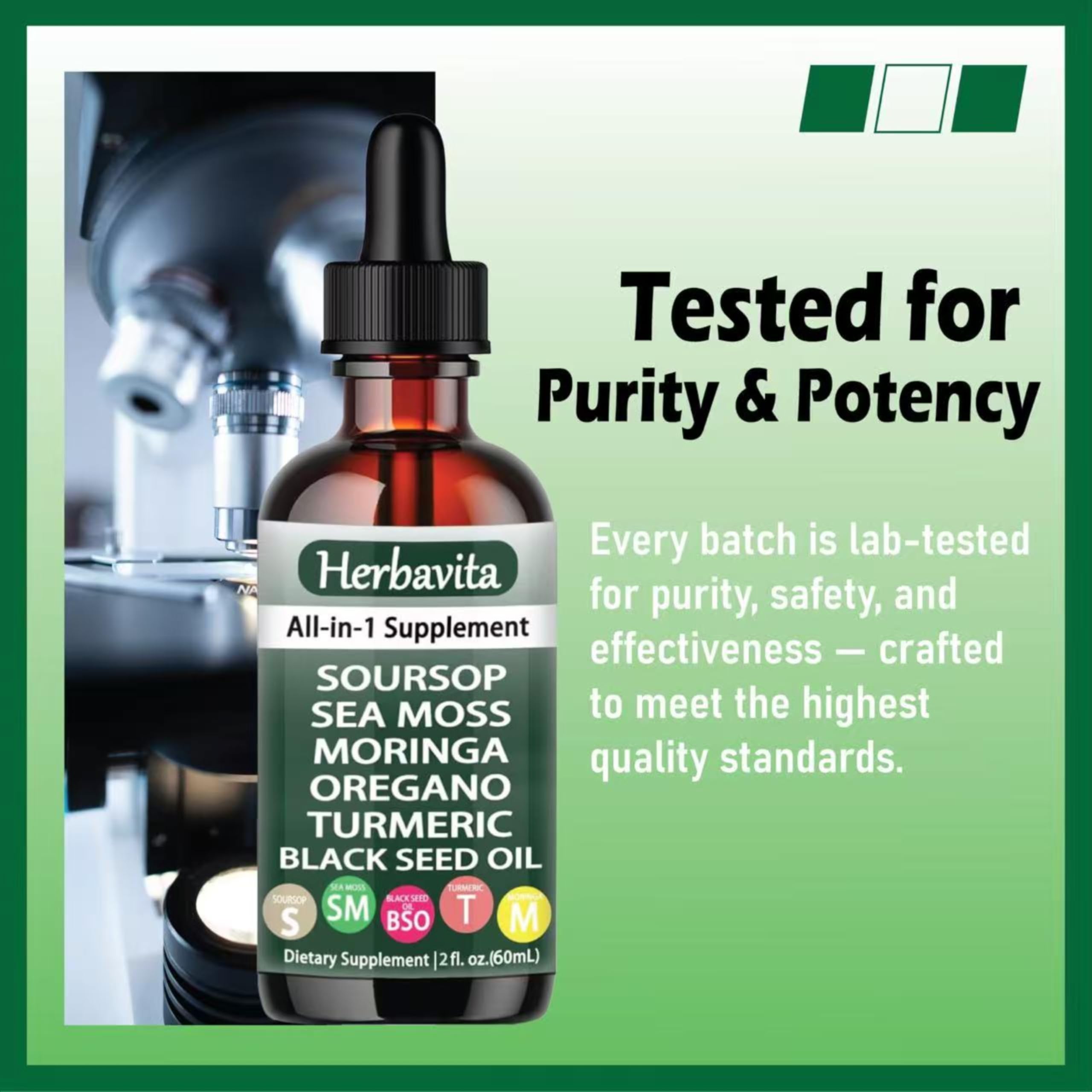 Herbavita 10-in-1 Herbal Blend Liquid Drops with glass of water