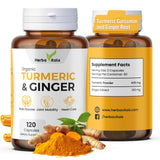 HerbaVitals Turmeric and Ginger Supplement in a glass of water