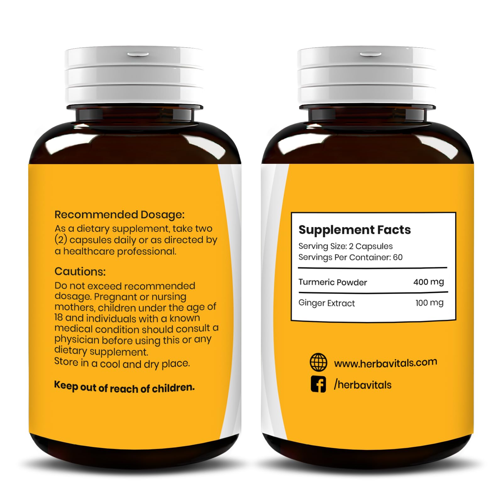 HerbaVitals Turmeric and Ginger Supplement packaging
