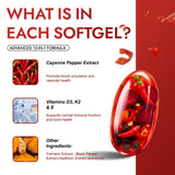 herbies Aurivita Capsaicin Softgels 125g on a wooden table