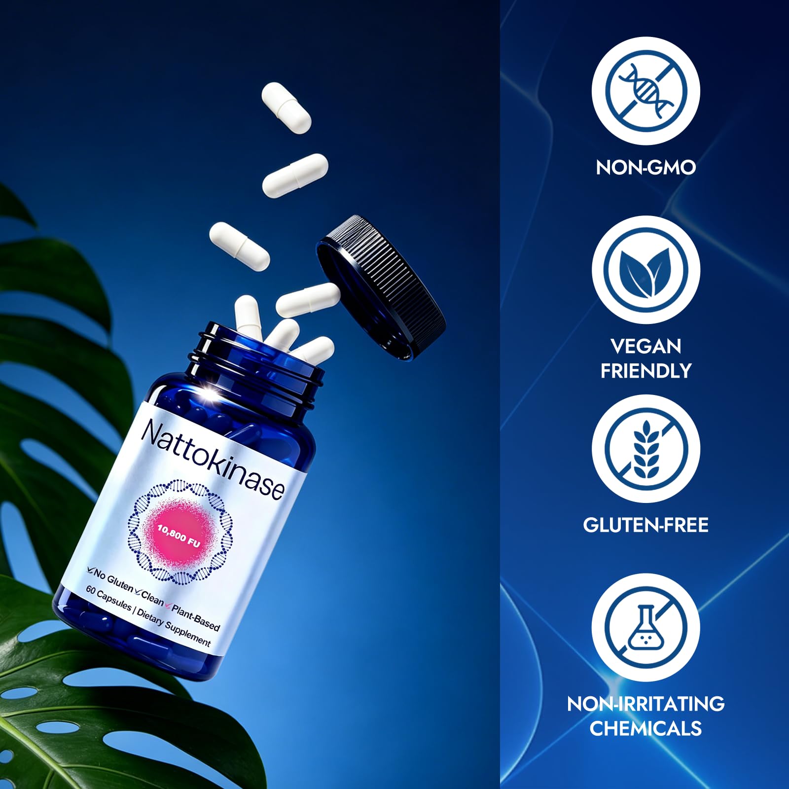 herbies Ultimate Nattokinase capsules with a glass of water