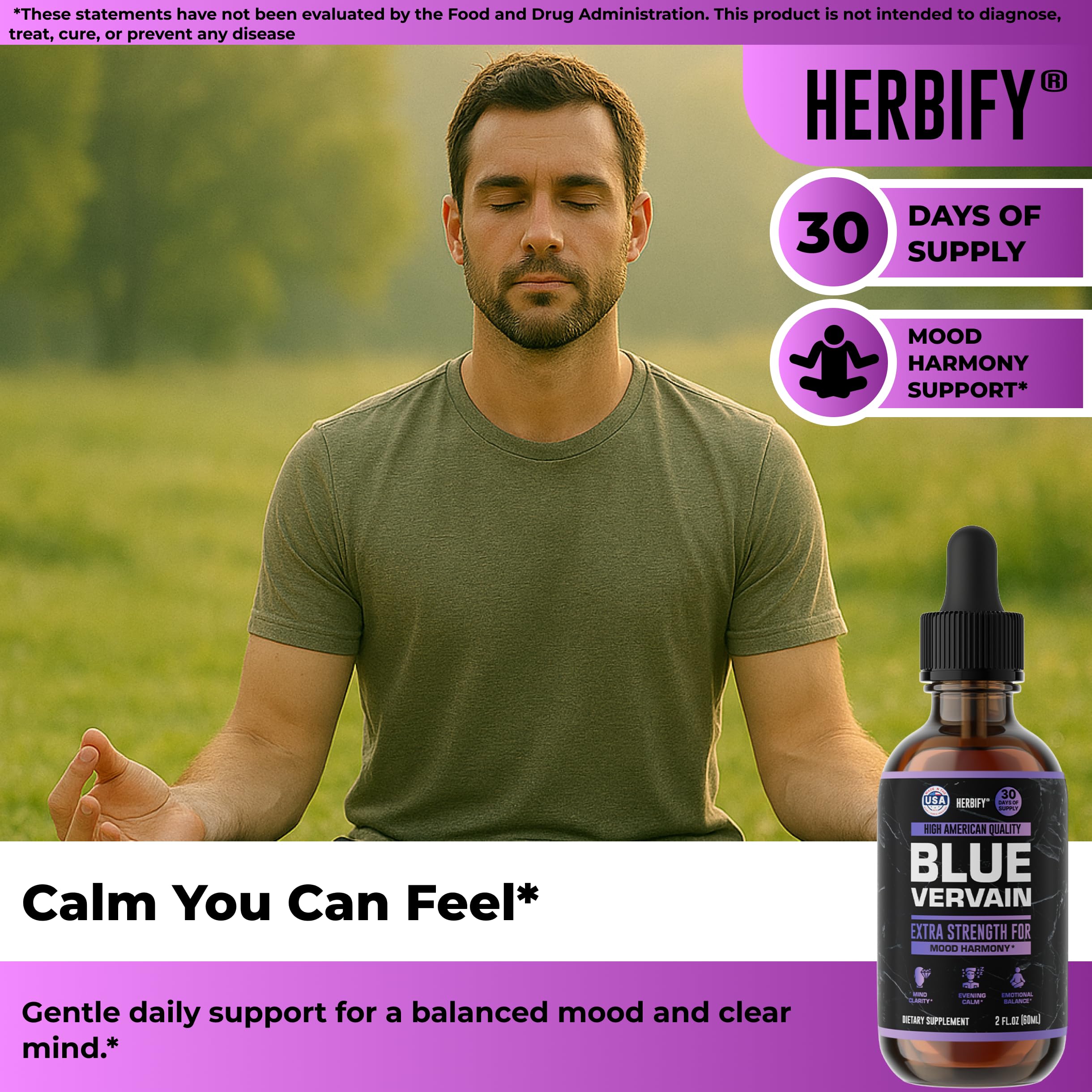 HERBIFY Blue Vervain Tincture 168g bottle with dropper