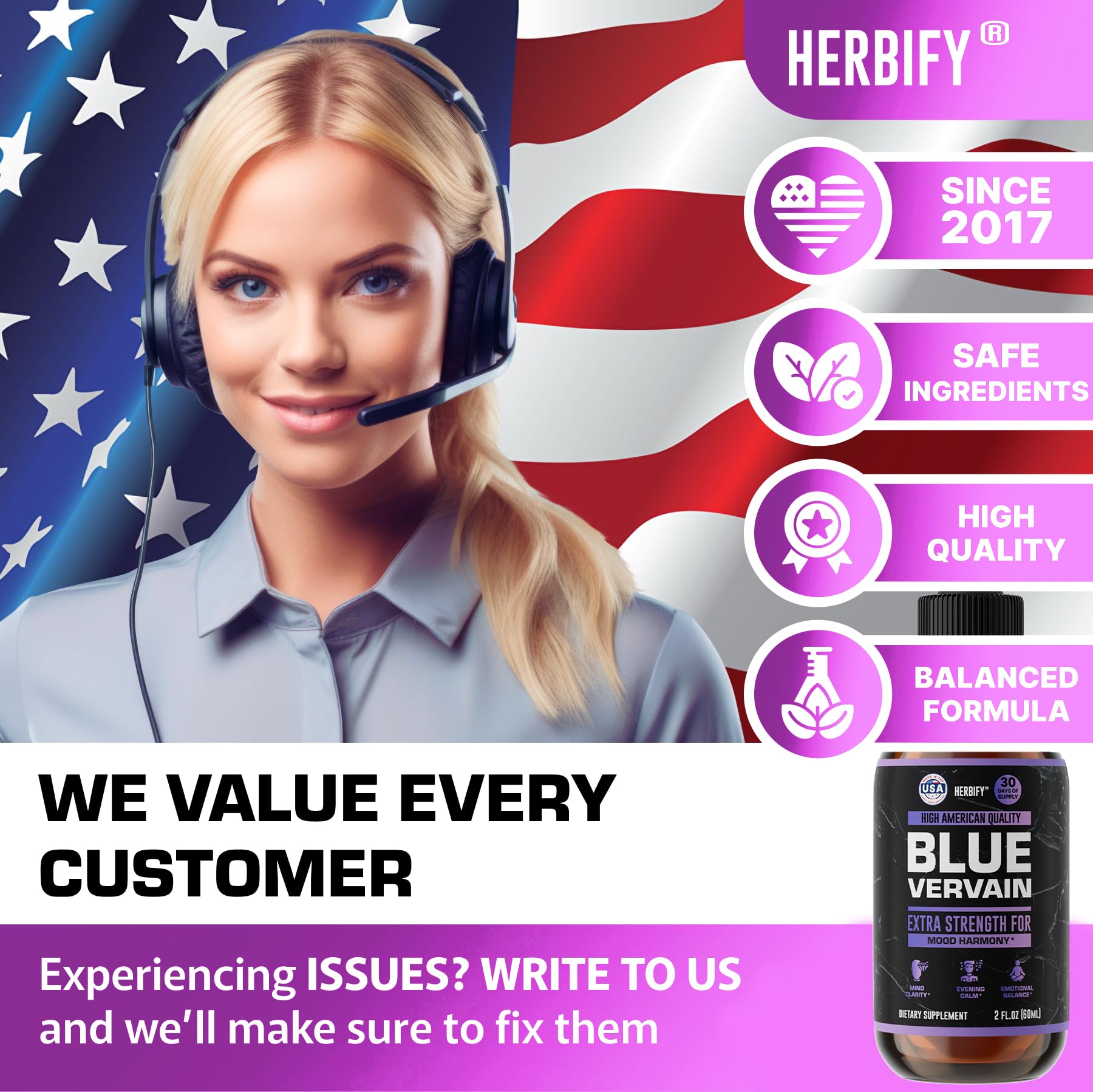 HERBIFY Blue Vervain Tincture 168g packaging details