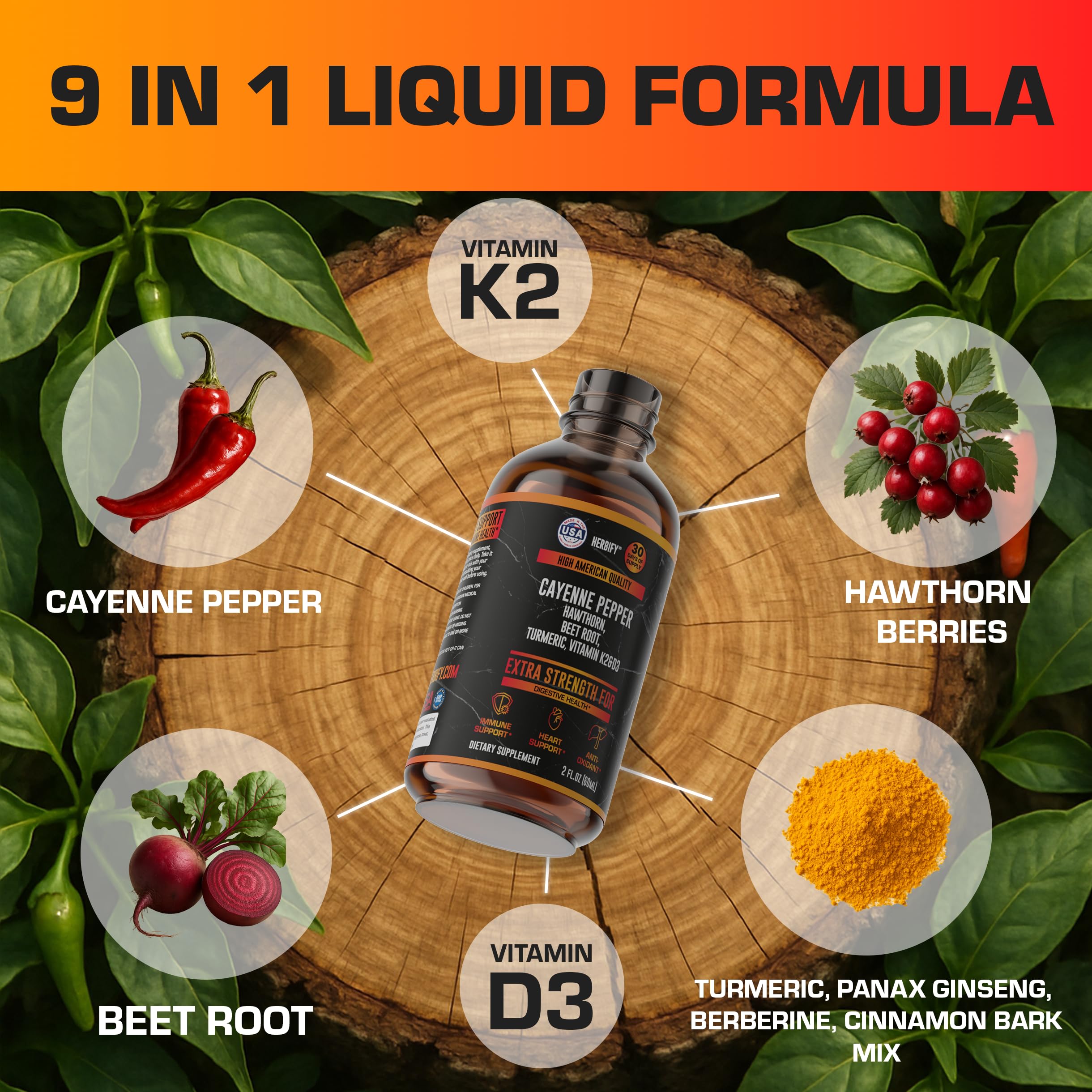 HERBIFY Cayenne Pepper Liquid Drops 168g bottle with dropper