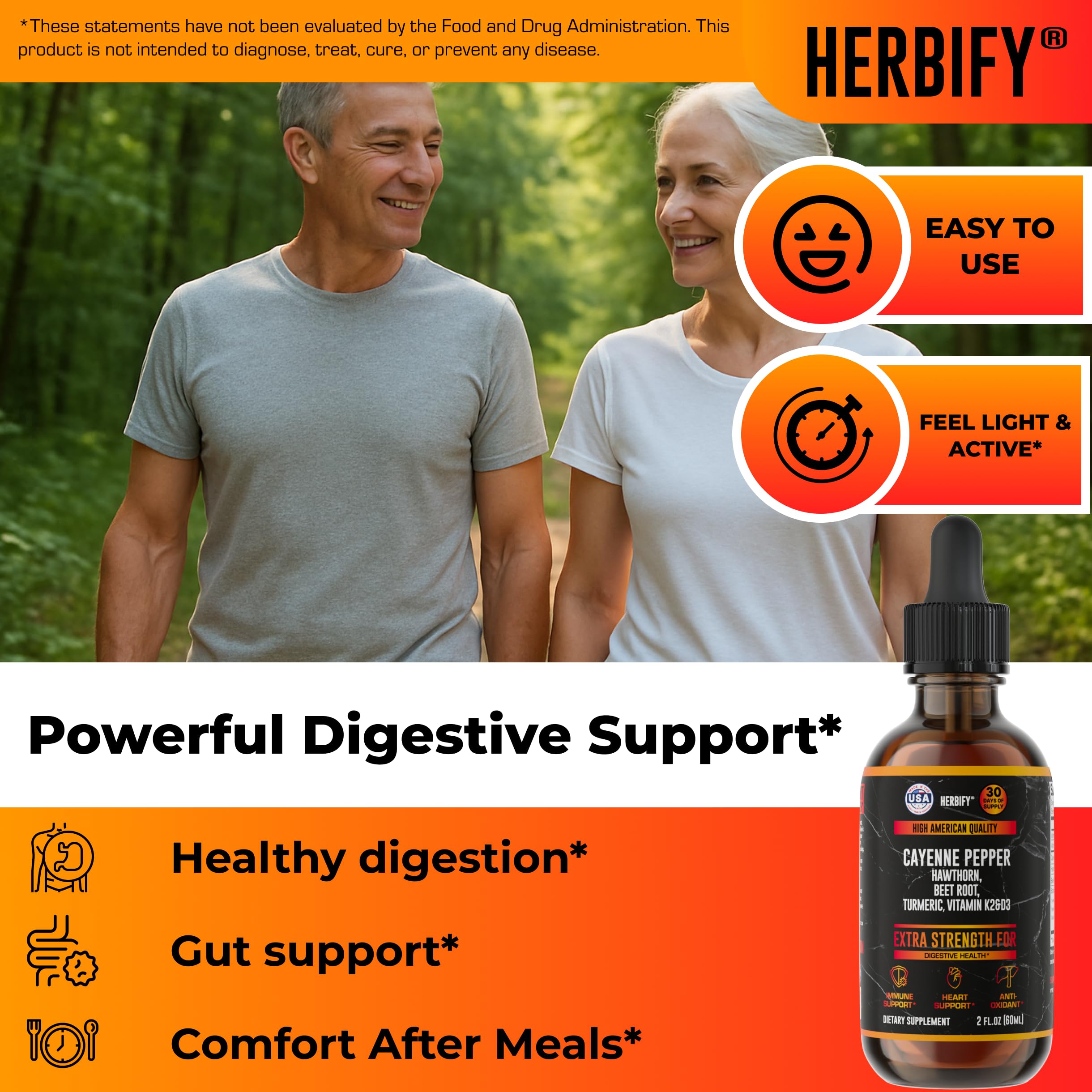 HERBIFY Cayenne Pepper Liquid Drops packaging side view
