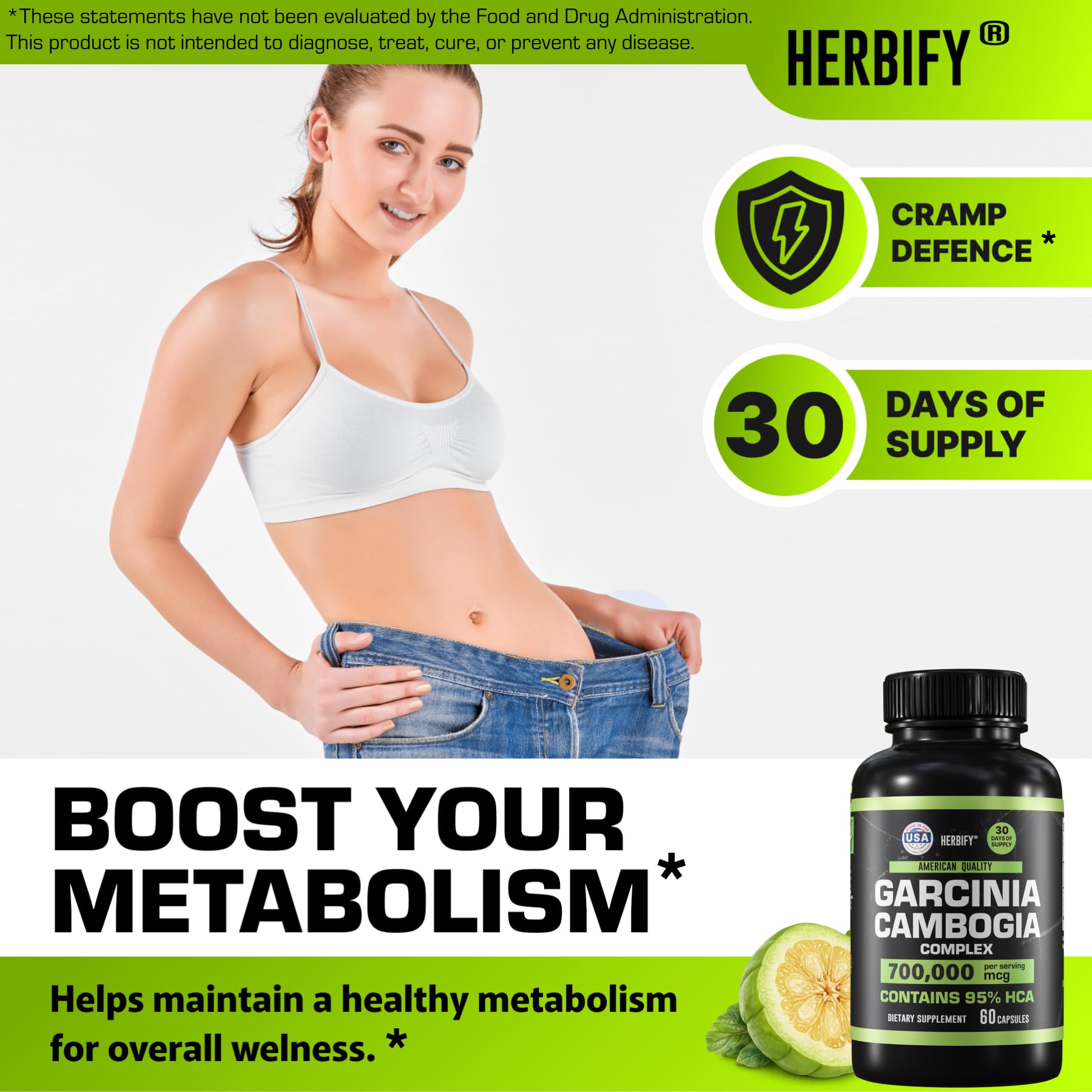 HERBIFY Garcinia Cambogia Capsules 60 count bottle