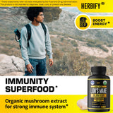 HERBIFY Lion's Mane Mushroom Capsules with ingredients