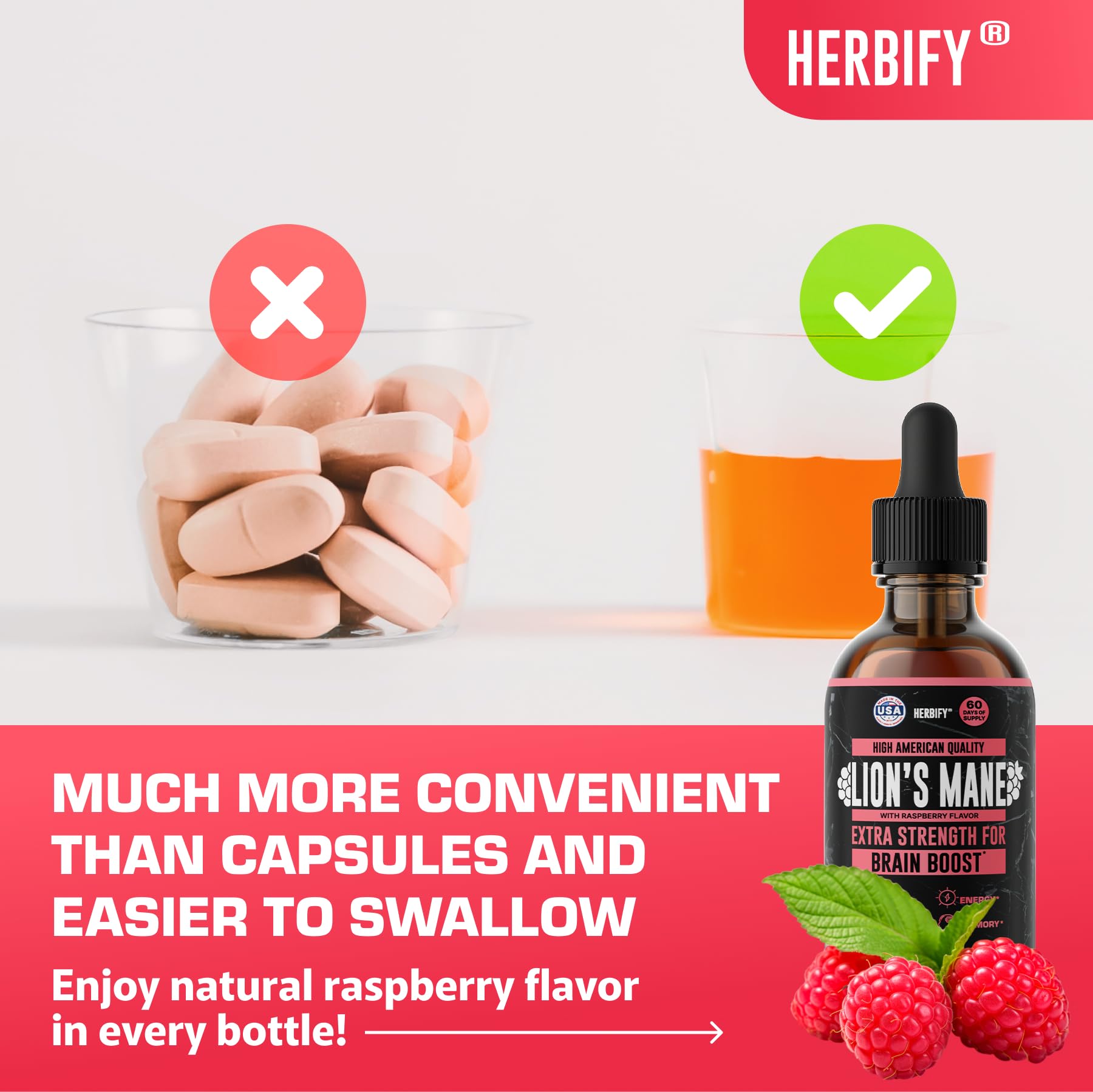 HERBIFY Lion's Mane Mushroom Extract 4:1 Liquid Tincture back view