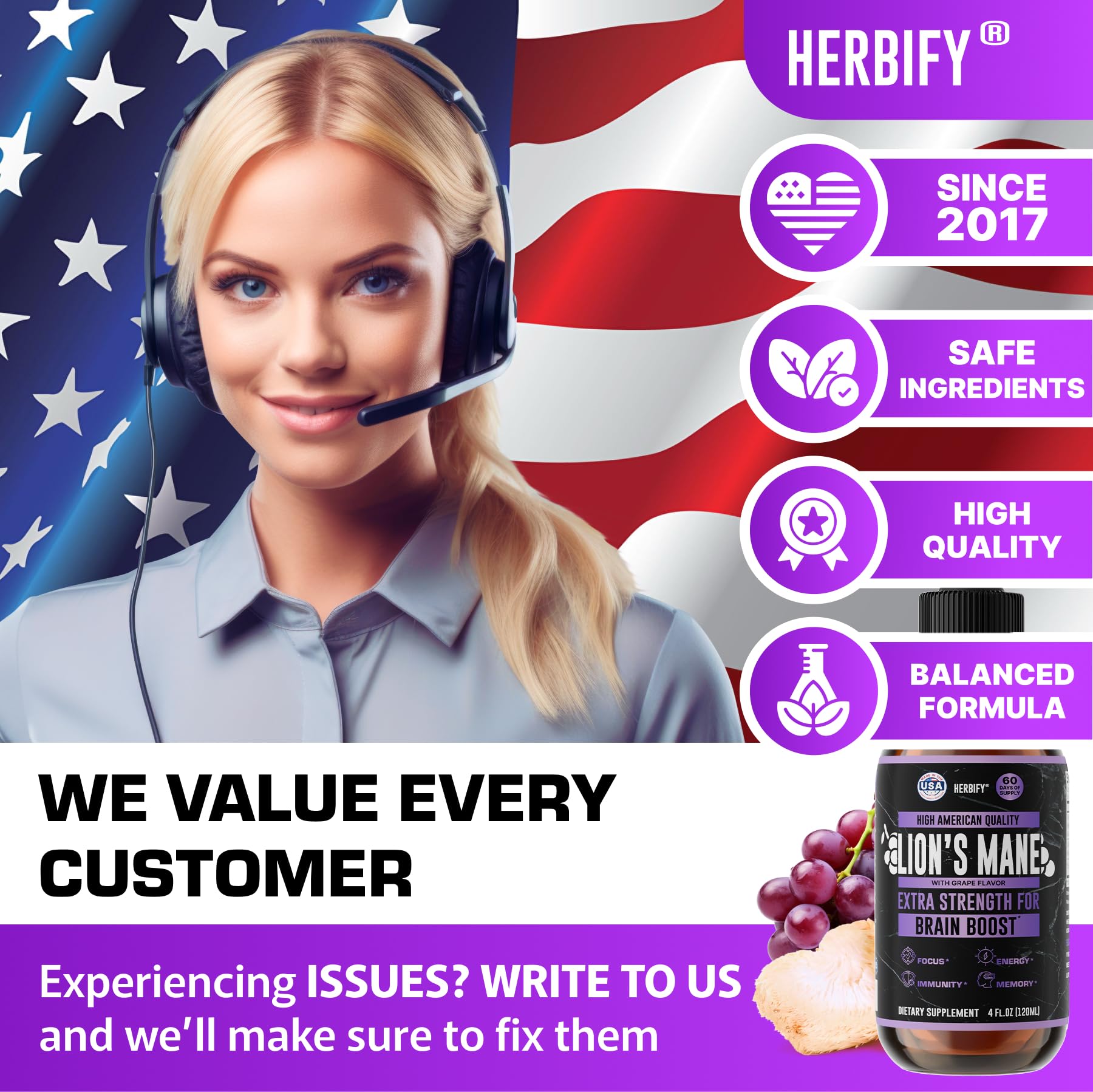 HERBIFY Lion's Mane Mushroom Extract 4:1 Liquid Tincture lifestyle scene