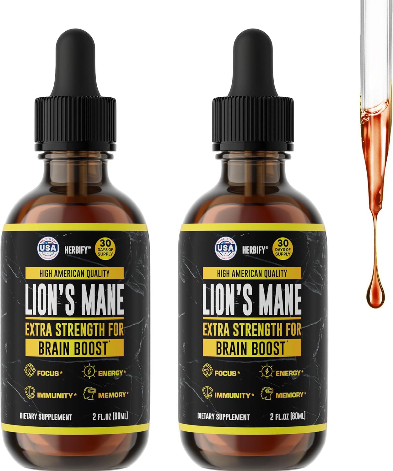HERBIFY Lion's Mane Mushroom Extract 60ml tincture front view
