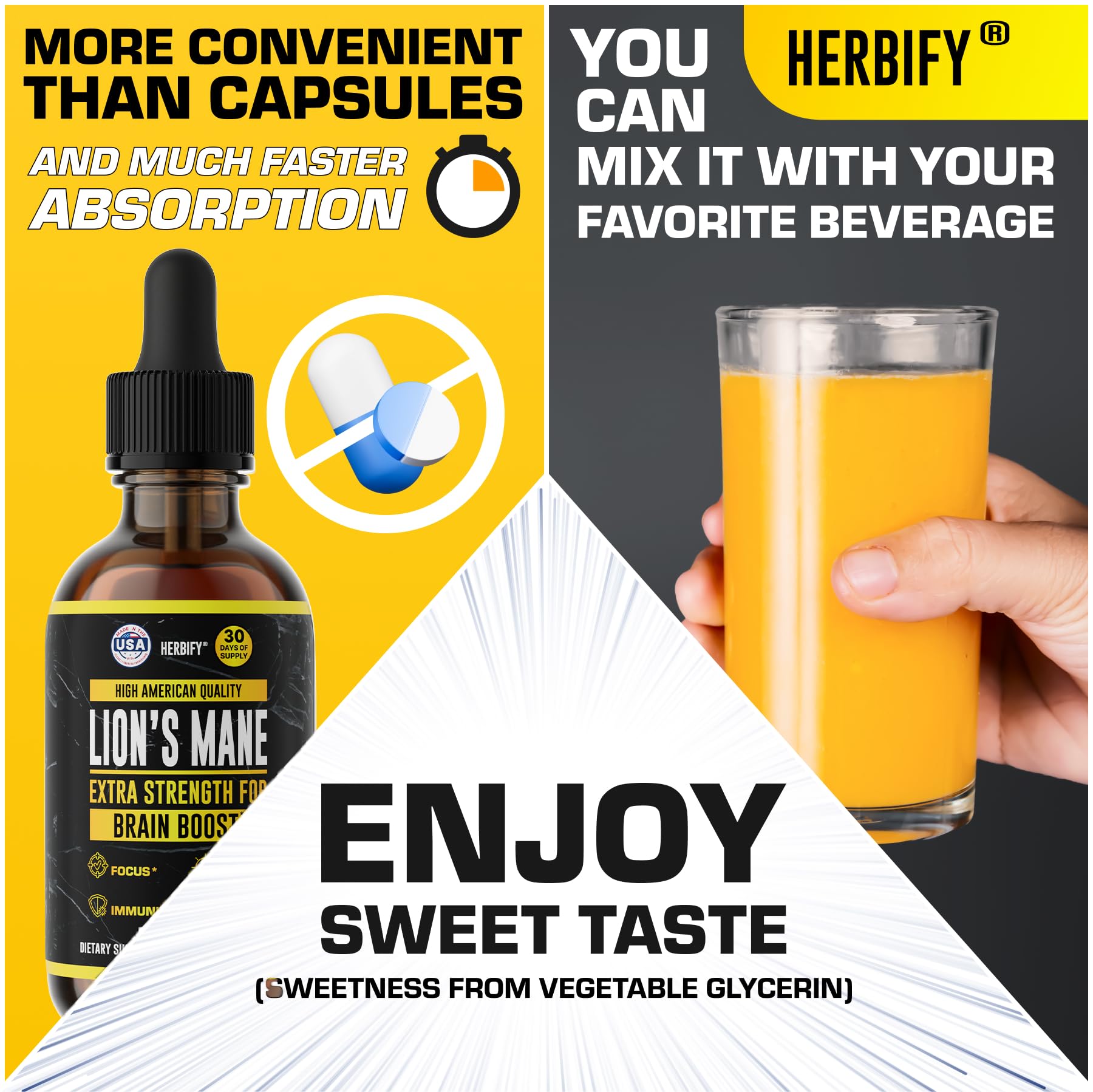 HERBIFY Lion's Mane Mushroom Extract 60ml tincture lifestyle scene