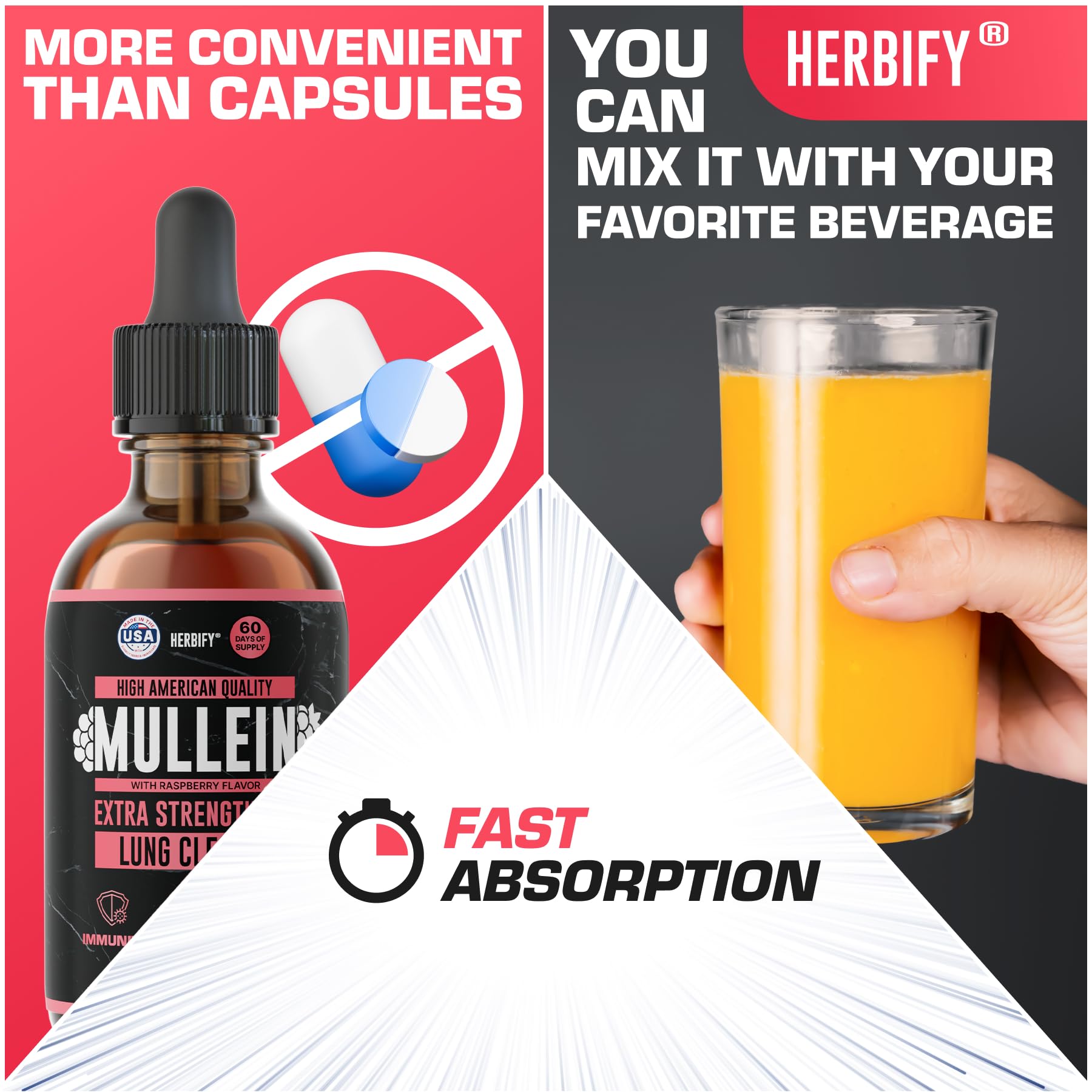 HERBIFY Mullein Leaf Extract Tincture 295g packaging
