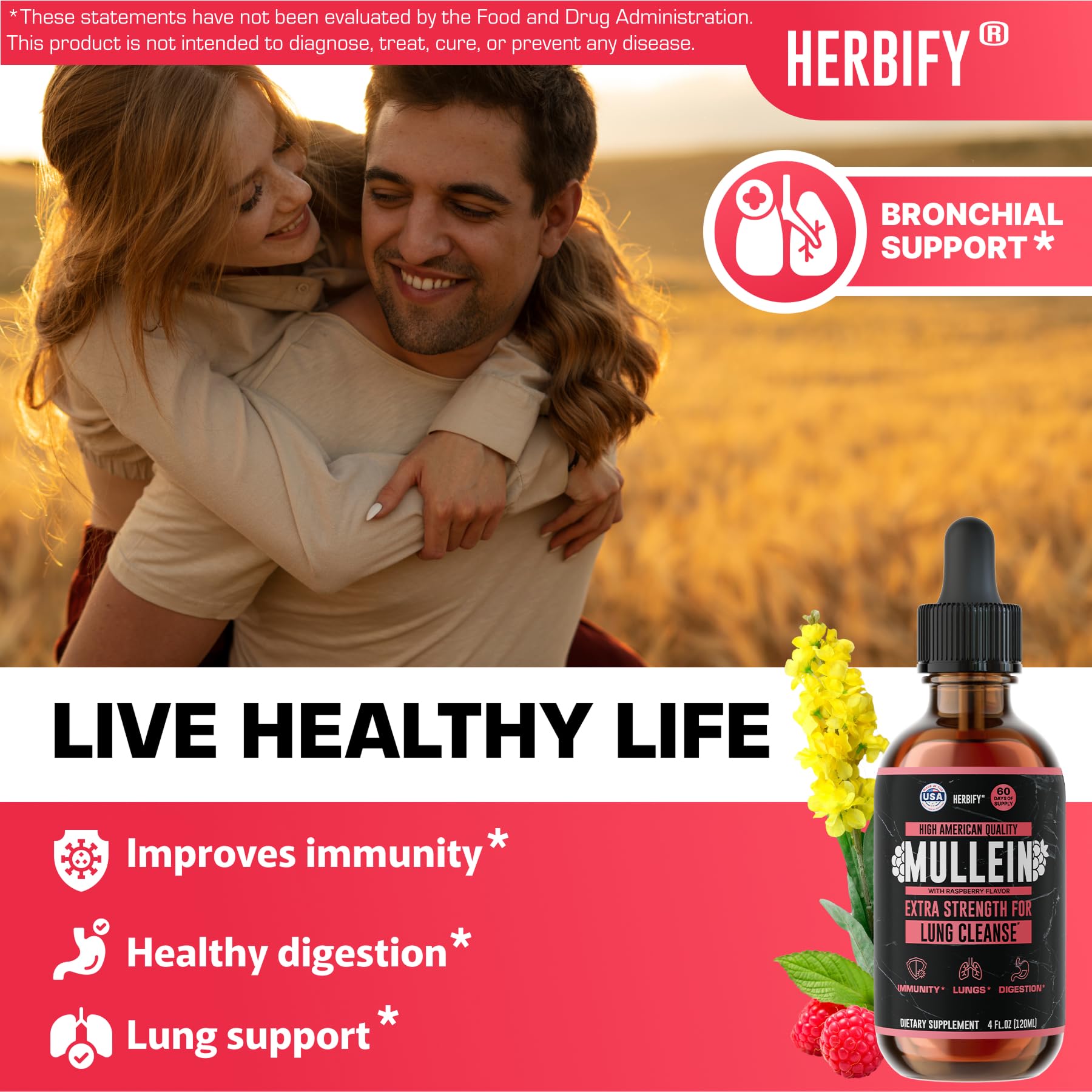 HERBIFY Mullein Leaf Extract Tincture 295g side view