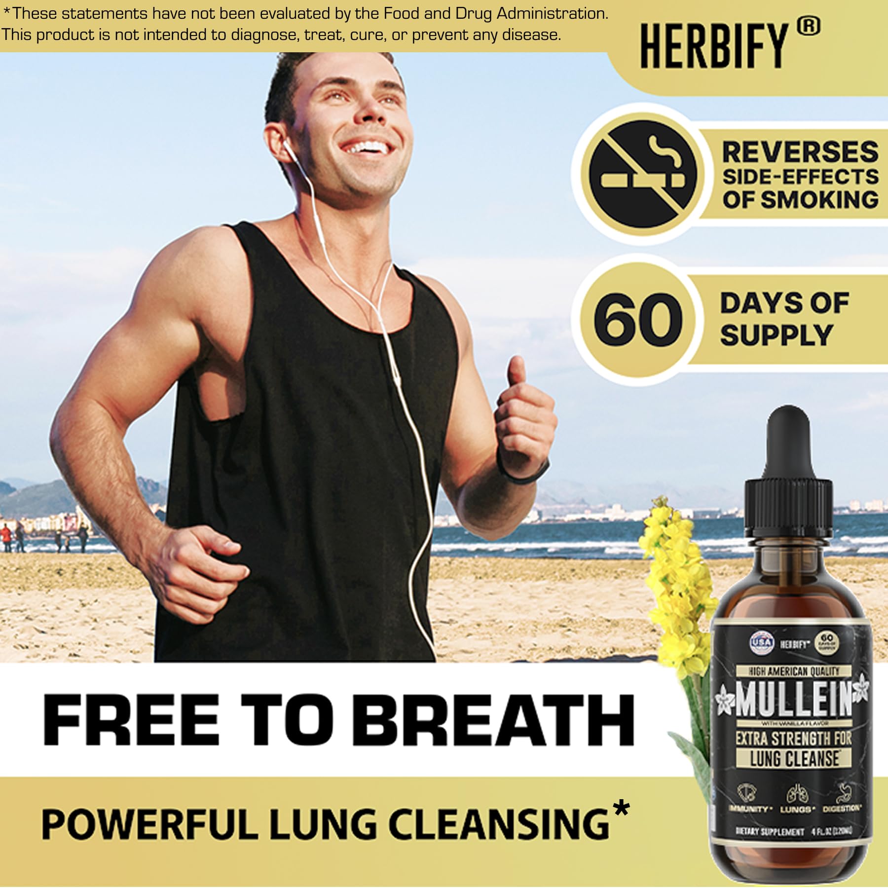 HERBIFY Mullein Leaf Extract Tincture bottle with label