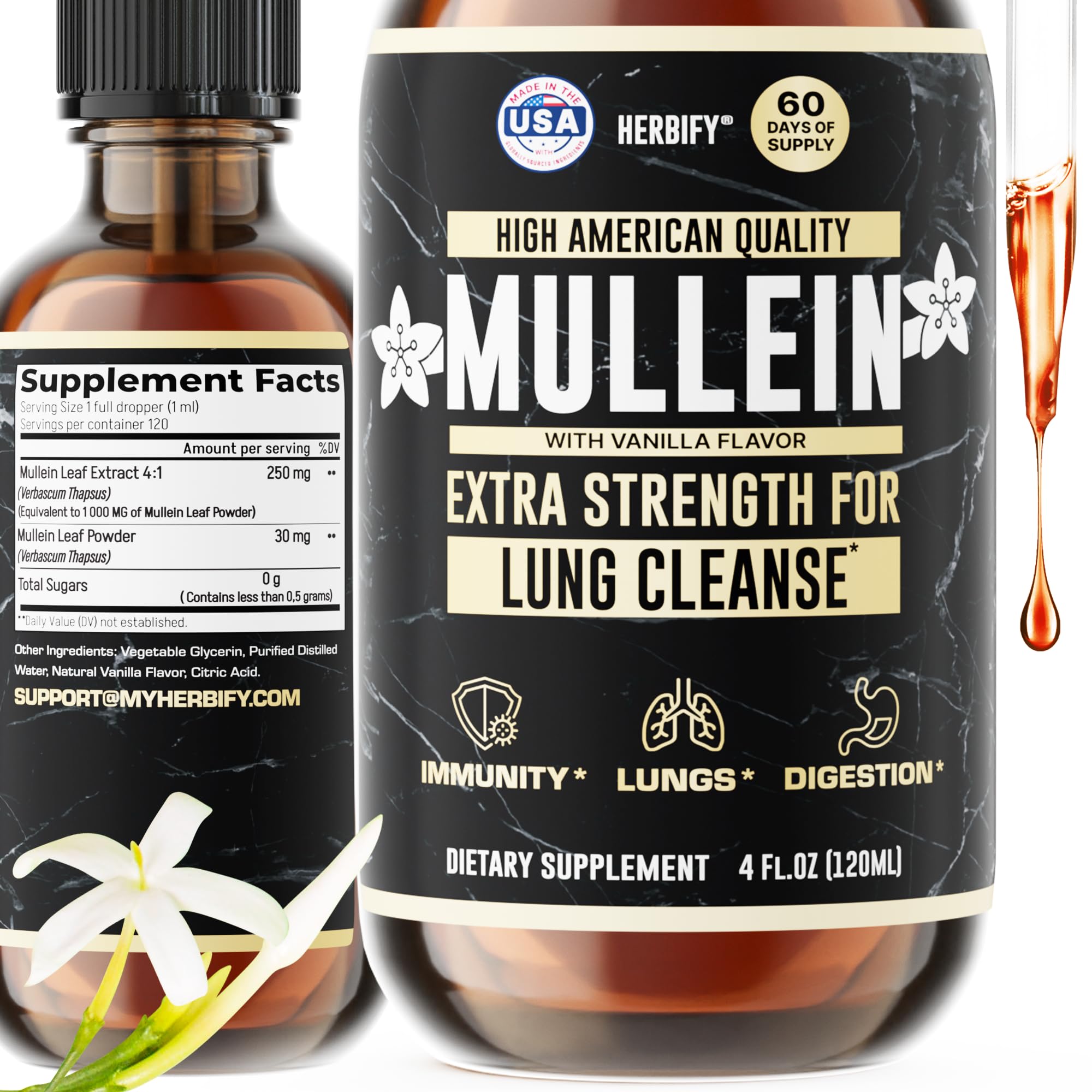 HERBIFY Mullein Leaf Extract Tincture front view