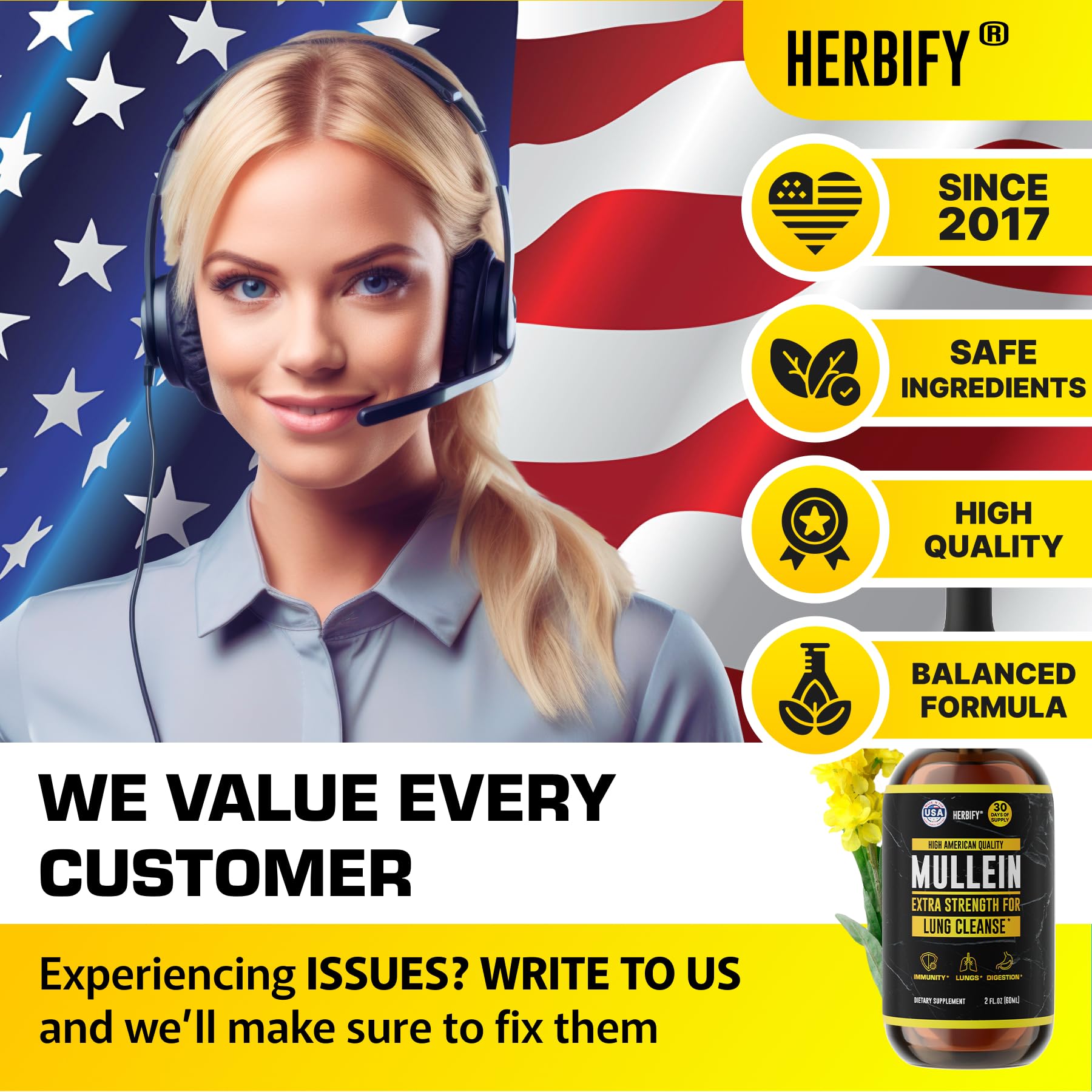 HERBIFY Mullein Leaf & Flower Extract 50g close-up of dropper