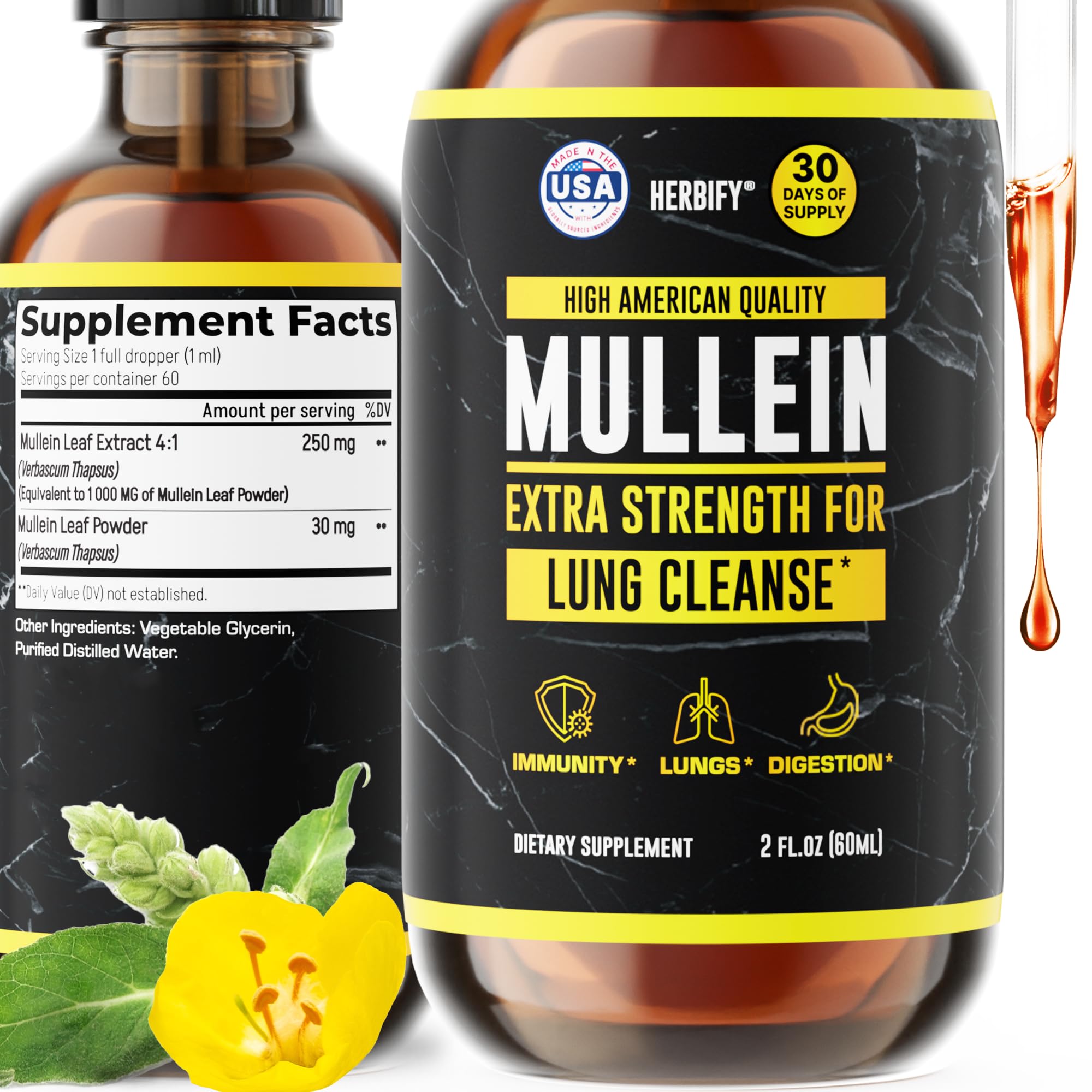 HERBIFY Mullein Leaf & Flower Extract 50g front view