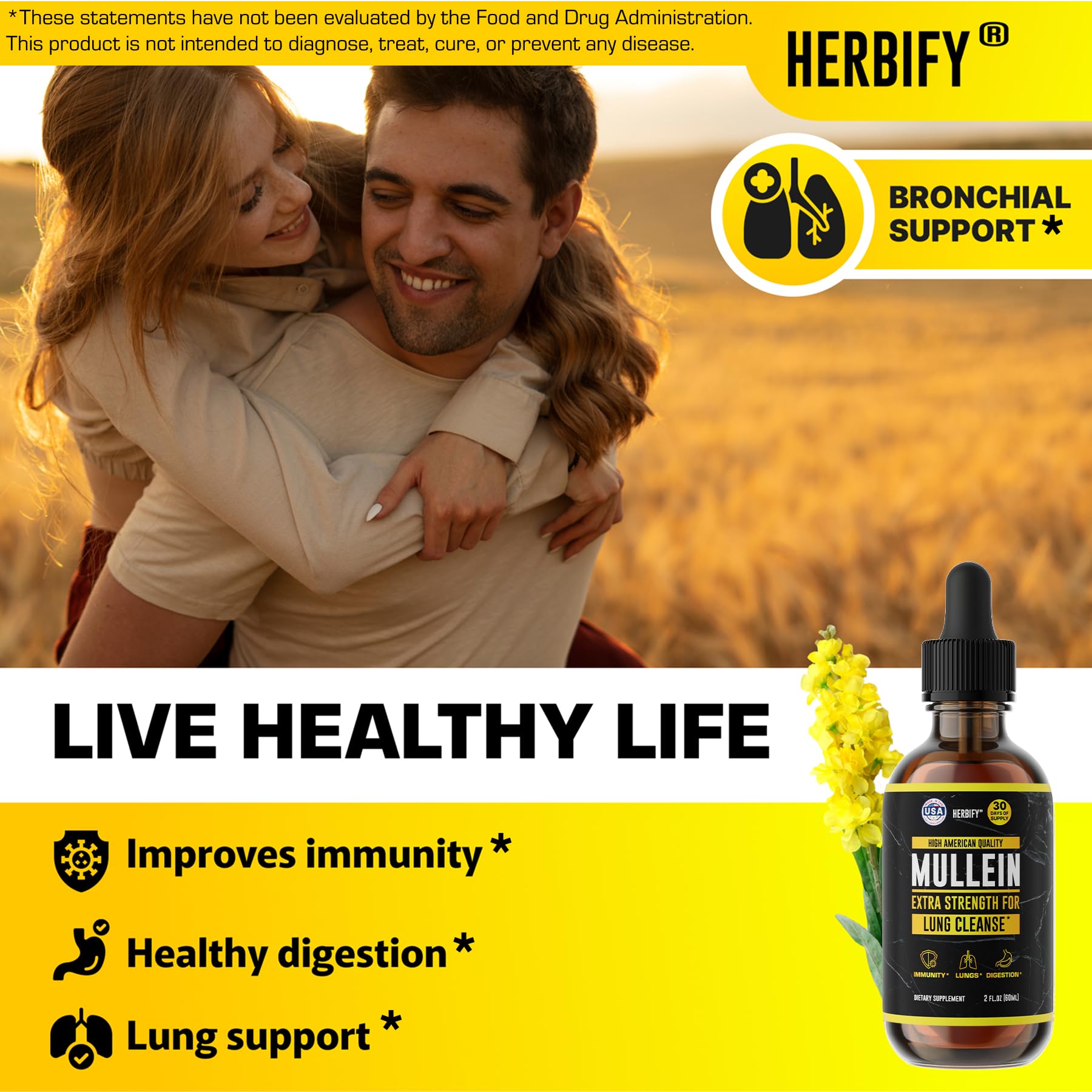 HERBIFY Mullein Leaf & Flower Extract 50g with measuring cup