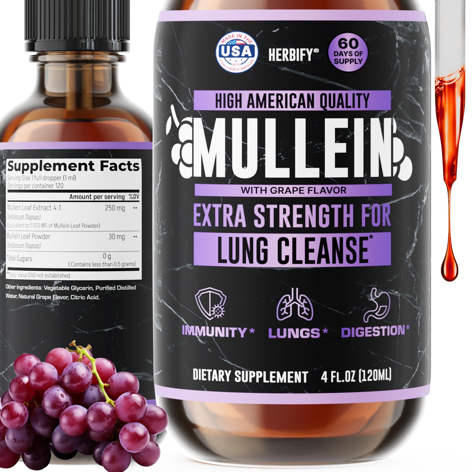 HERBIFY Mullein Tincture 290g front view with packaging
