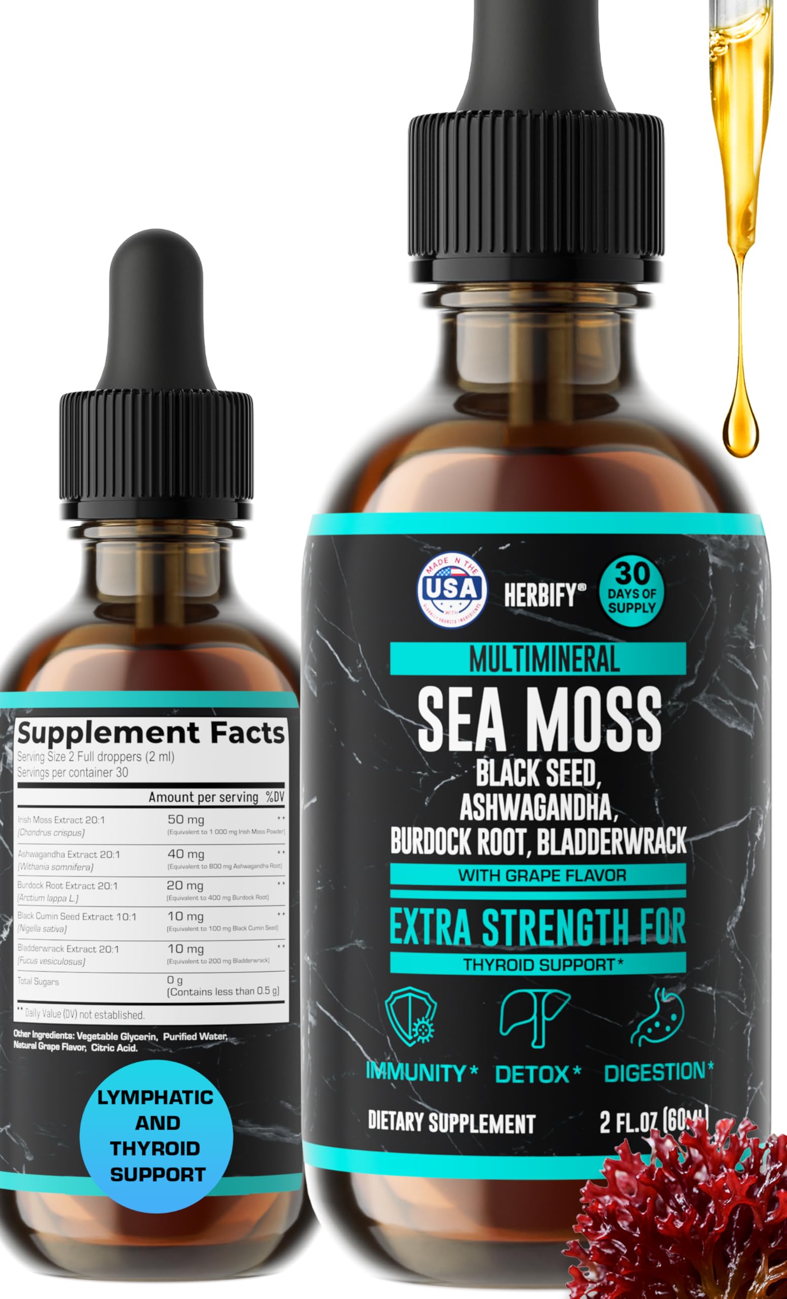 HERBIFY Sea Moss Liquid Drops 168g front view