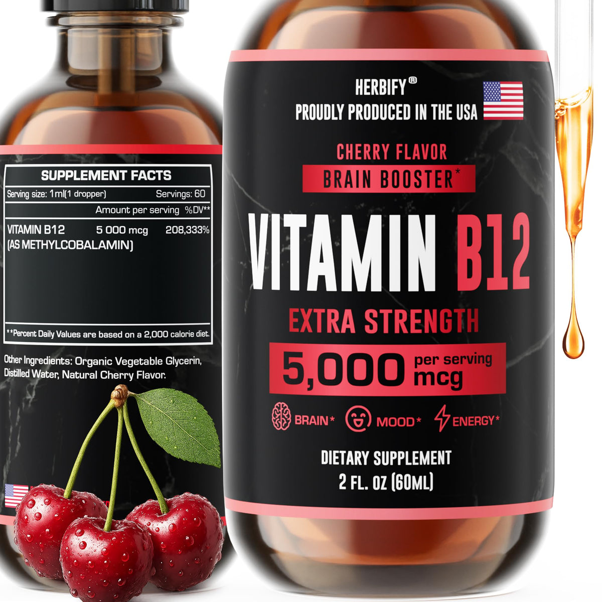 HERBIFY Vitamin B12 Liquid Drops 168g front view