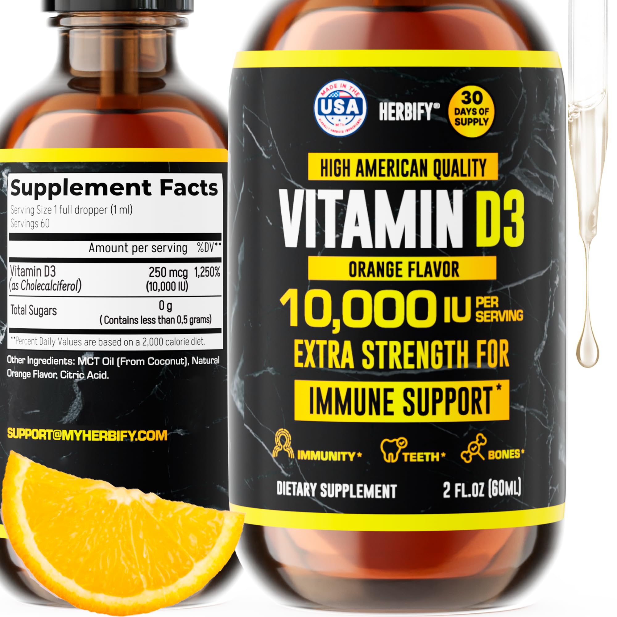 HERBIFY Vitamin D3 Drops 10000 IU front view