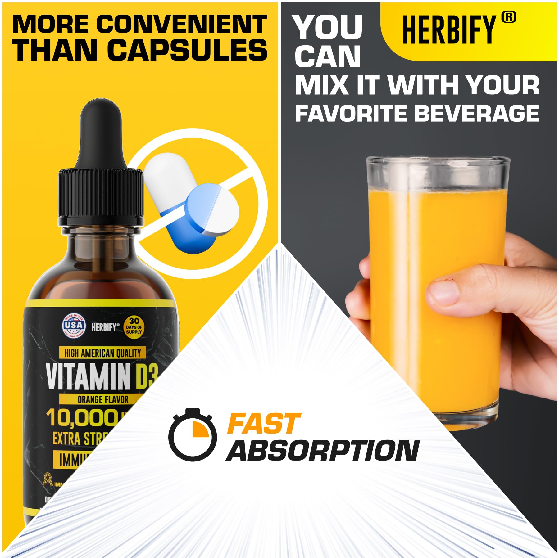 HERBIFY Vitamin D3 Drops 10000 IU packaging